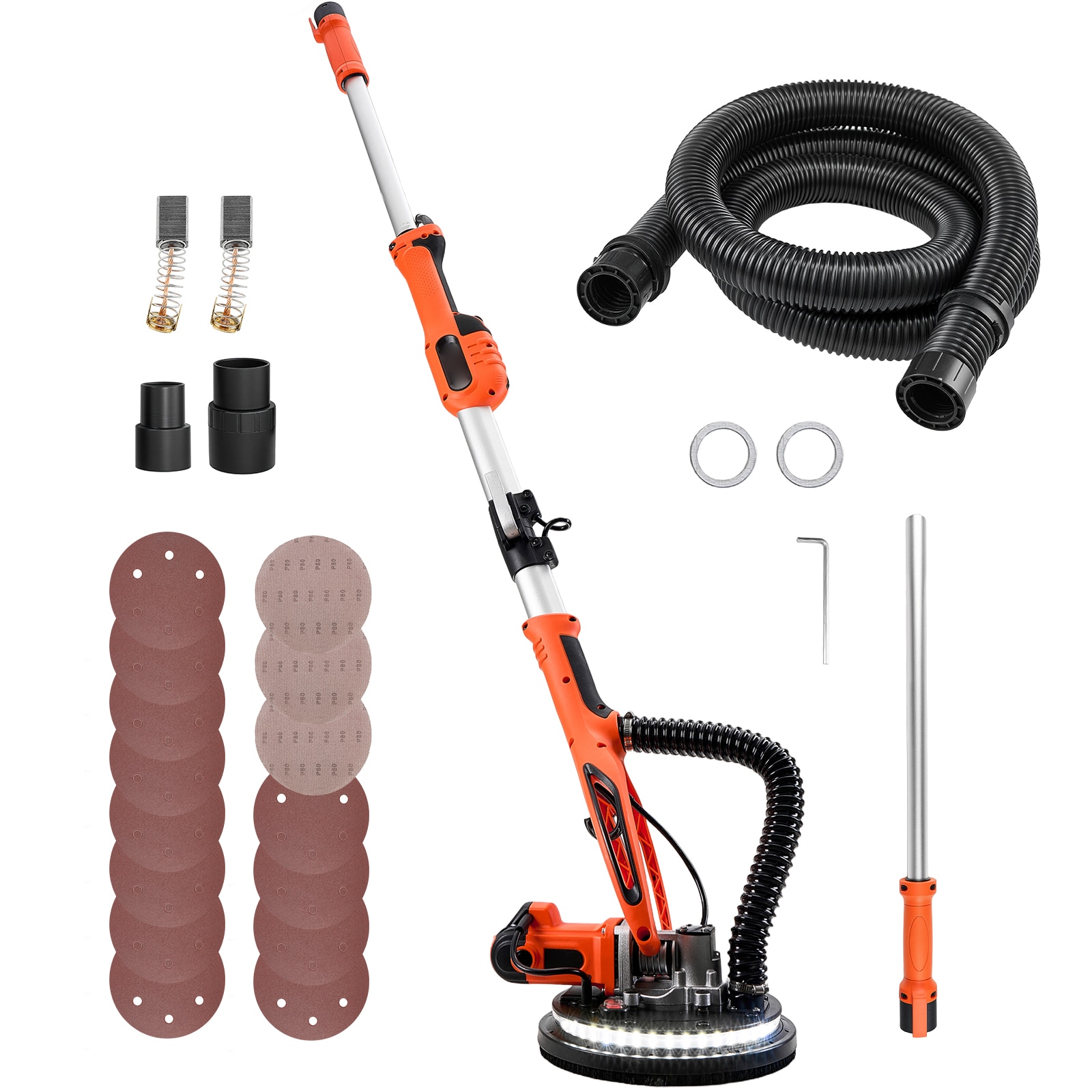 GIVIMO Drywall Sander 850W Electric Wall Sander Popcorn Ceiling Removal Tool 5-Speed 800-1700 RPM with Double-Deck LED Light Foldable Extendable Handle 15 Sanding Discs Dust Hose #LW108GIVSS4199