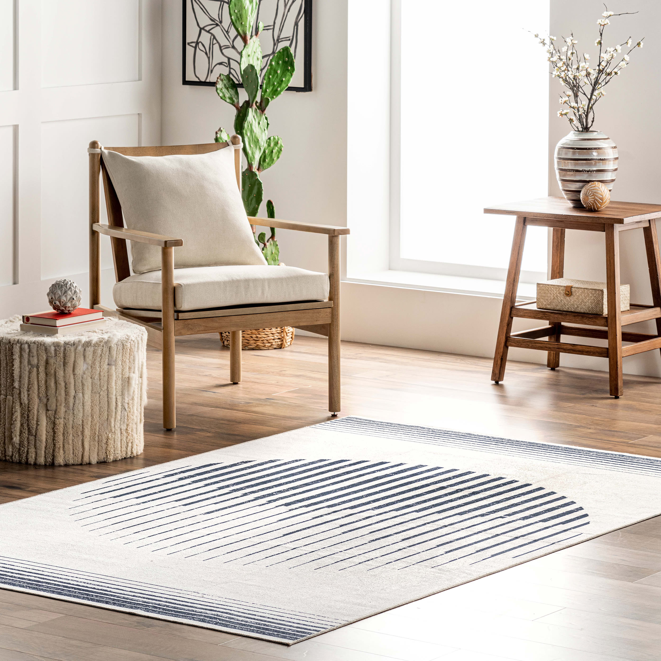 nuLOOM HJAU39A-508 Aurora 5 x 8 (ft) Loomed Polyester Navy Rectangular Indoor Geometric Machine washable Area rug
