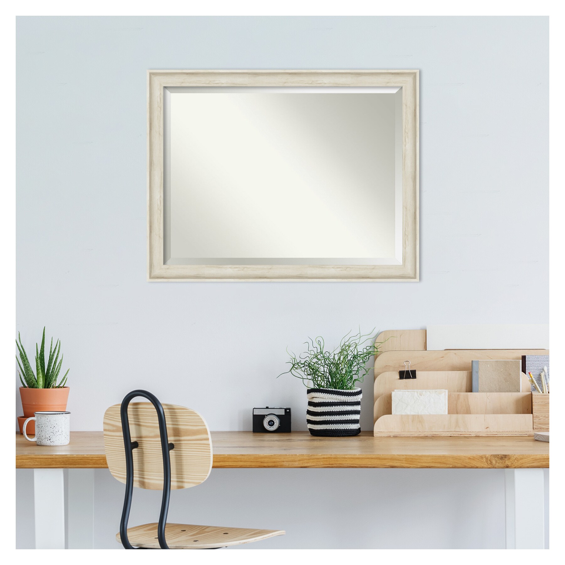 Regal Birch Cream Rustic Rectangular Wall Mirror 41.82" x 52.2"