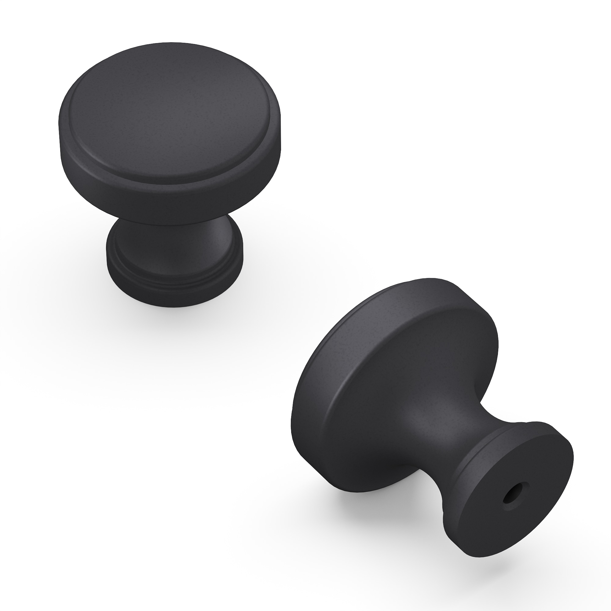 Belwith Keeler B077459-MB Brownstone 1-1/4-in Matte Black Round Transitional Cabinet Knob