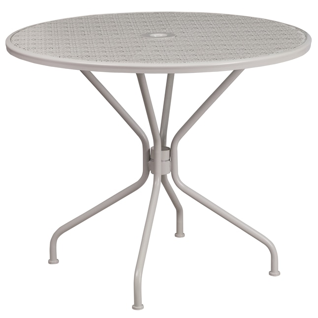 Gray Metal Base In The Dining Tables, Round Metal Table Outdoor