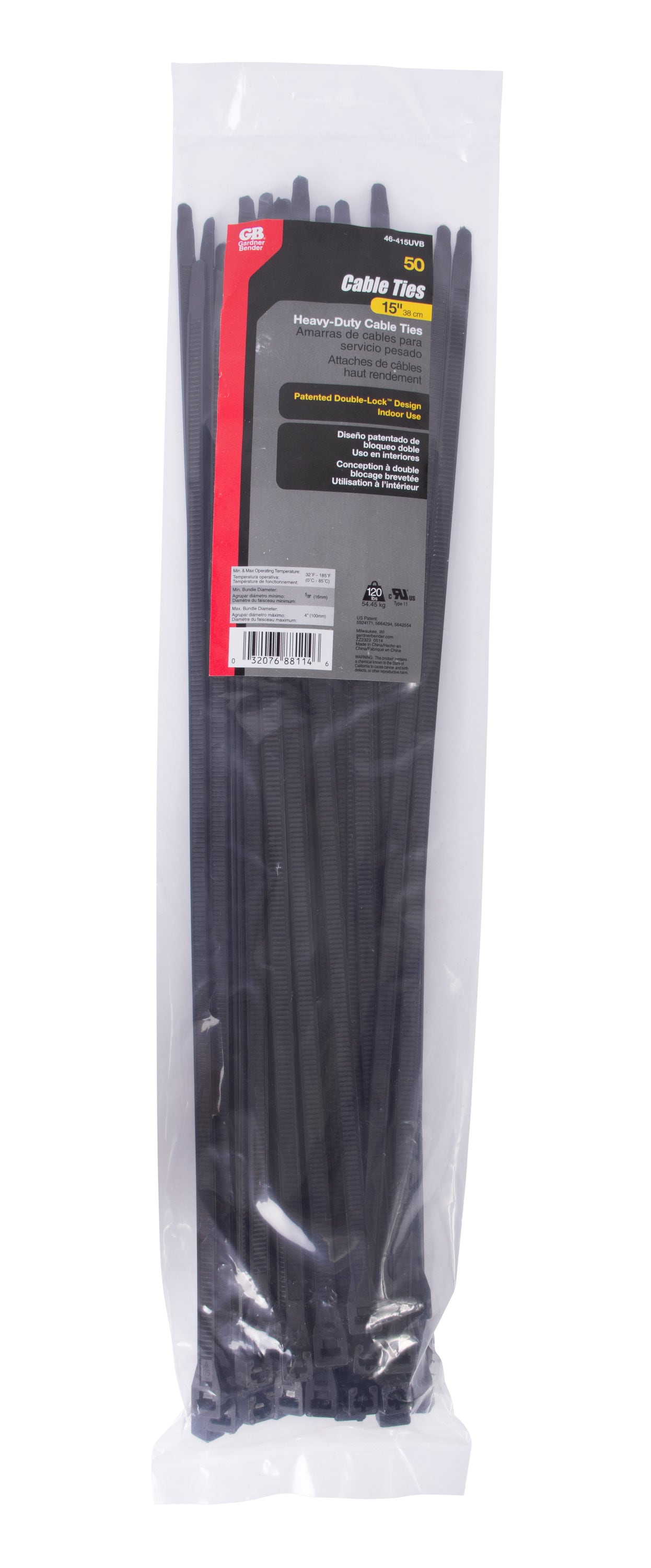 Pack of 100 Heavy Duty 12" Nylon Cable Zip Ties 175 Lb Tensile Strength 