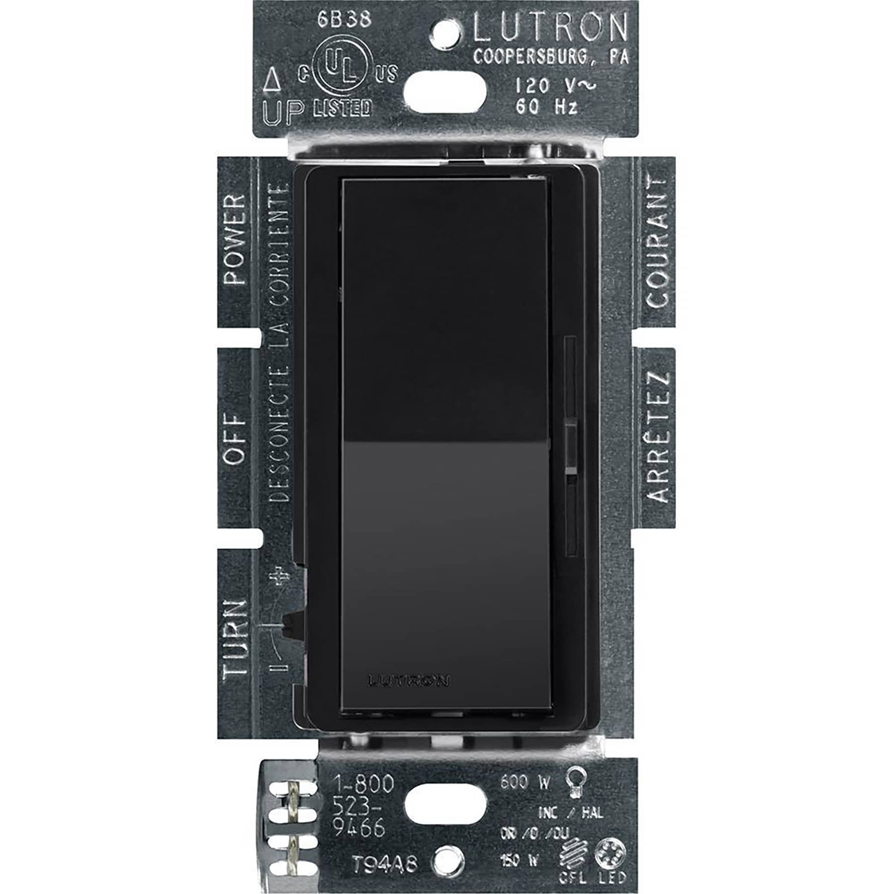 Lutron Diva LED+ Single-pole/3-way LED Rocker Light dimmer Black #DVCL-153PH-BL