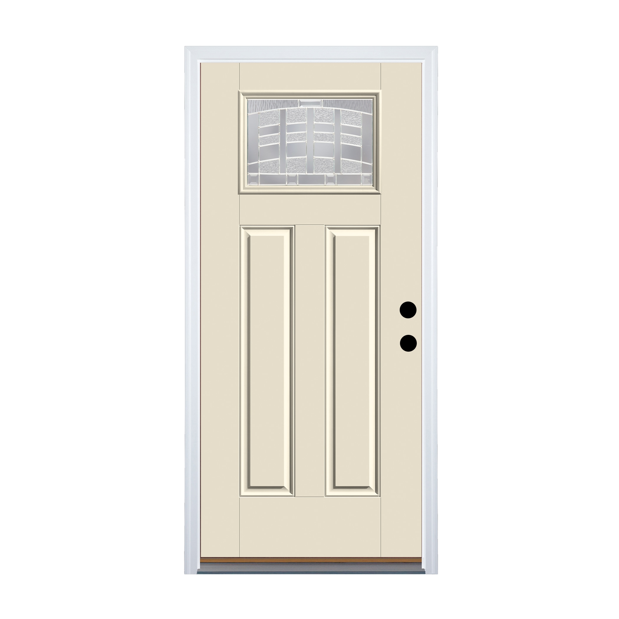 Emerson 36-in x 80-in x 6-9/16-in Fiberglass Craftsman Left-Hand Outswing Unfinished Prehung Front Door Insulating Core in White | - Therma-Tru TT649479