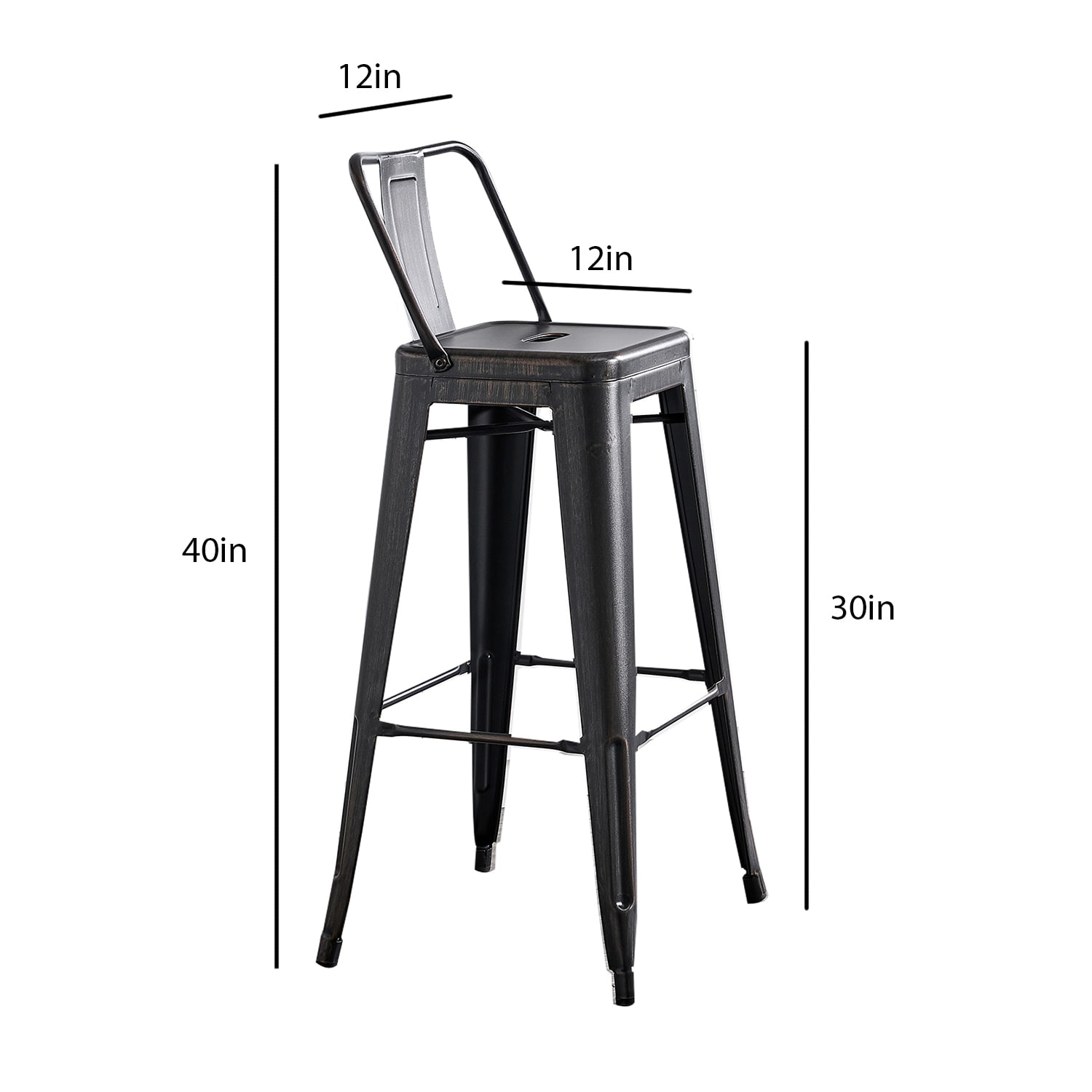 Ac pacific distressed discount metal barstool with back