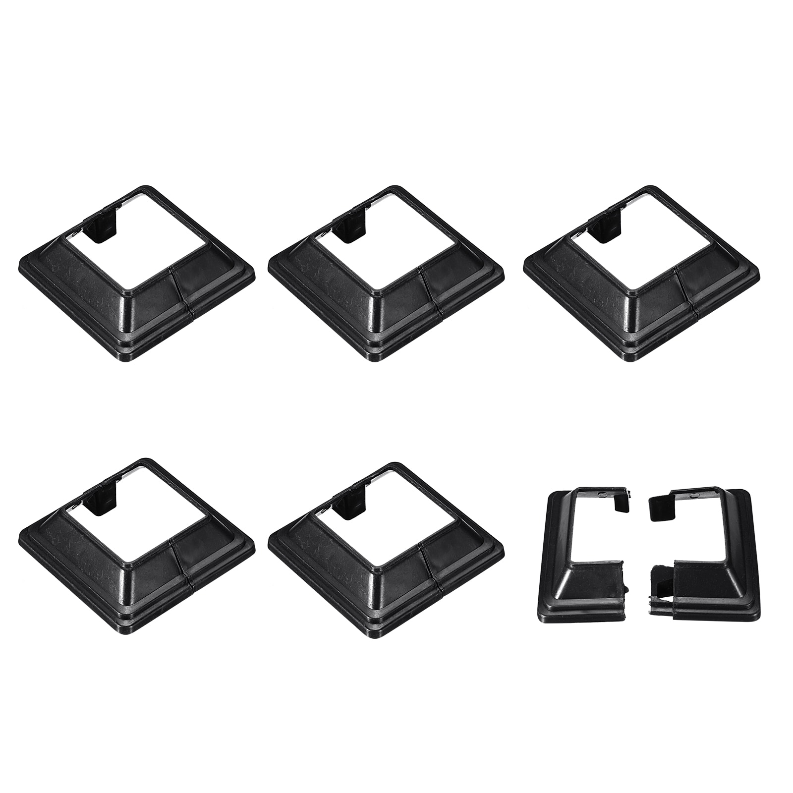 Unique Bargains Post Skirt 6pcs 42x42mm/1.65x1.65 Inch Plastic Split Style Post Base Cover Trim Skirt for Fence Stair Handrail Railing Porch