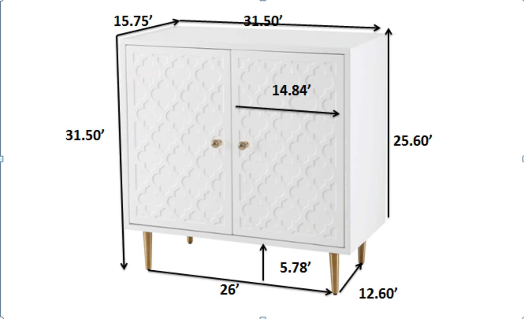 CASAINC Contemporary White Accent Cabinet with High Gloss Finish ...