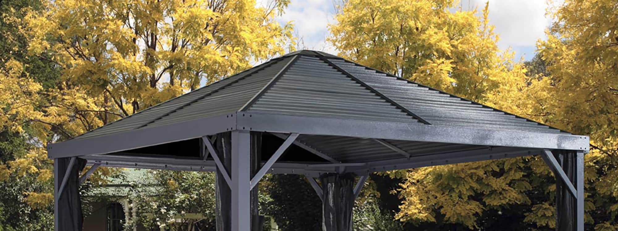 Sojag 10-ft X 10-ft Sanibel Square Light Gray Metal Steel Roof Gazebo ...