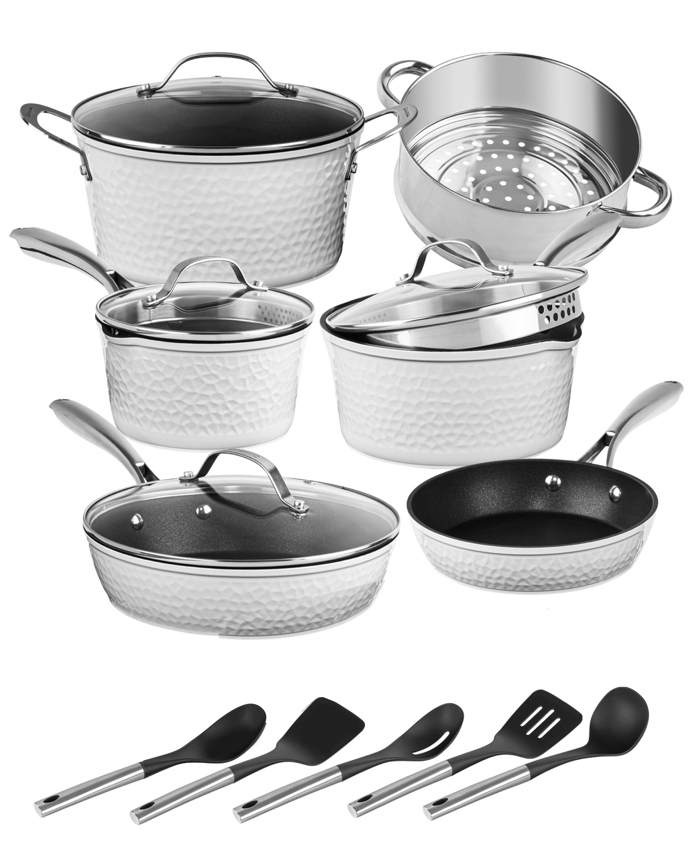 Nutrichef Nonstick Cookware Excilon Home Kitchen Ware Pots & Pan Set 11 Pcs, Purple Diamond