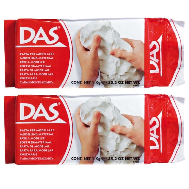 DAS Air Hardening Modeling Clay, White, 2.2 lb Per Pack, 2 Packs at