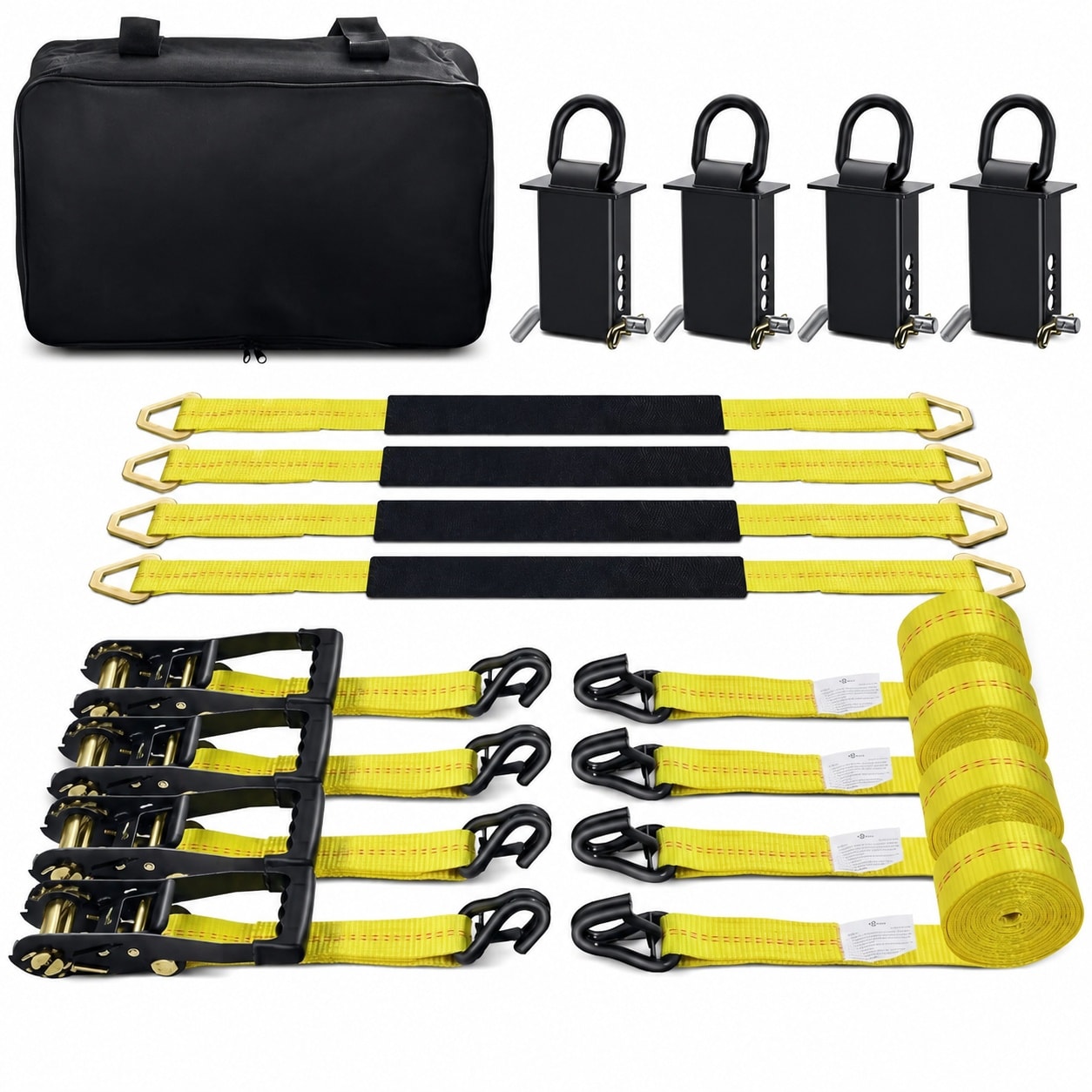 Aoibox  Car Tie Down Straps For Trailers With Stake Pocket d Ring 4PK With 4 Pack Axle Straps 10 000lbs Break Storage Bag
