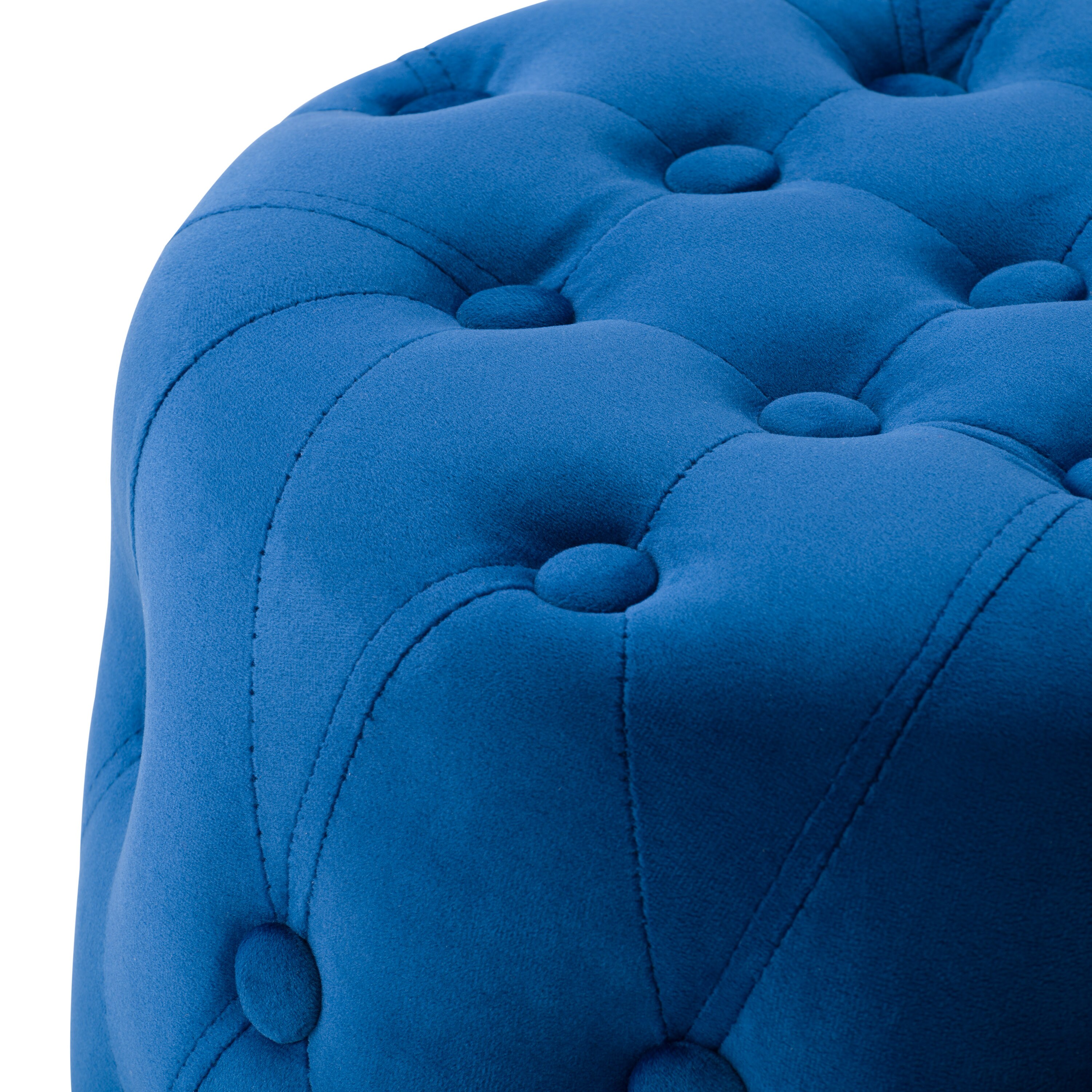 CorLiving Lynwood Glam Blue Velvet Round Ottoman at Lowes.com