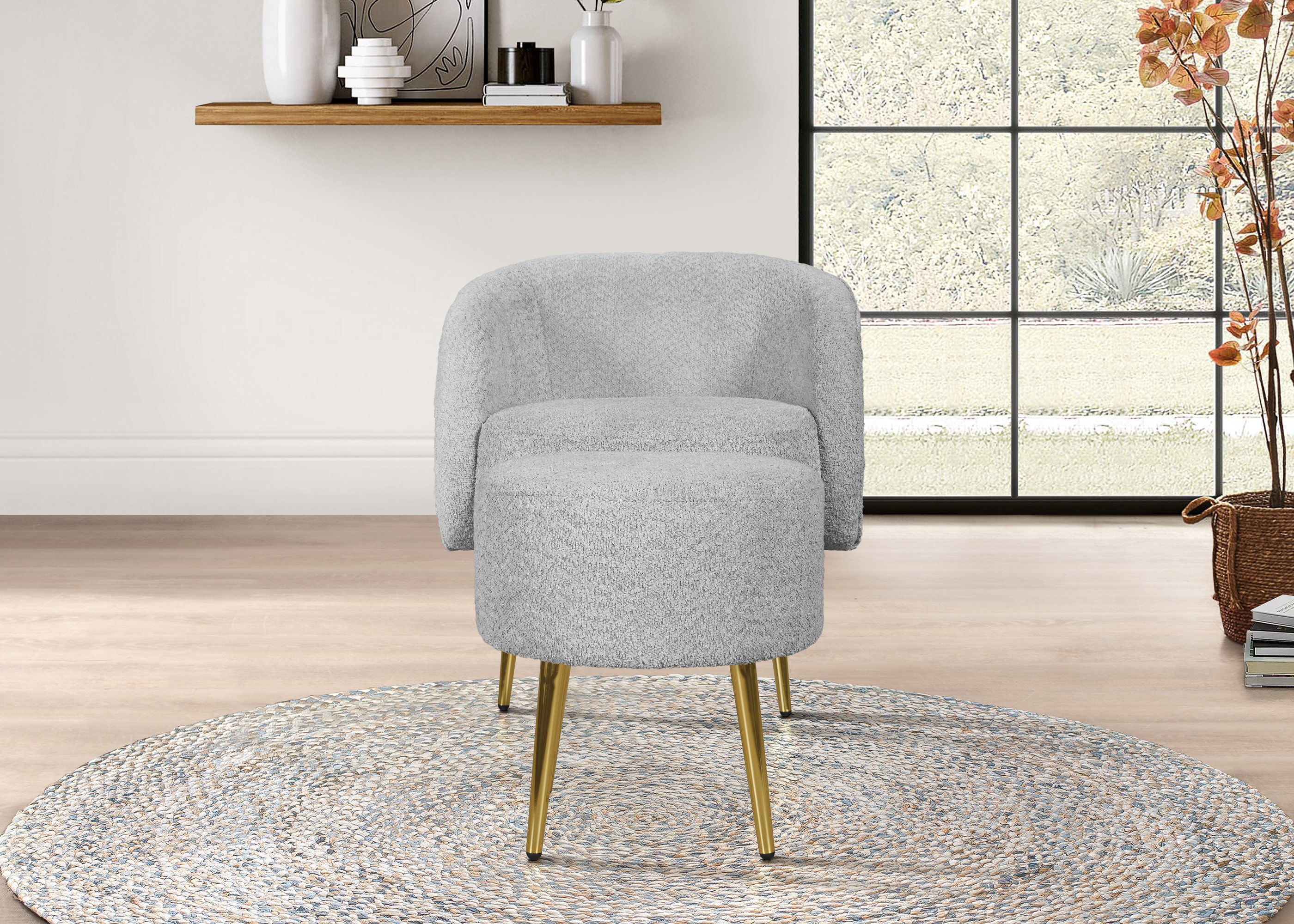 Home Design 30024-111 Modern Gray Boucle Accent Chair