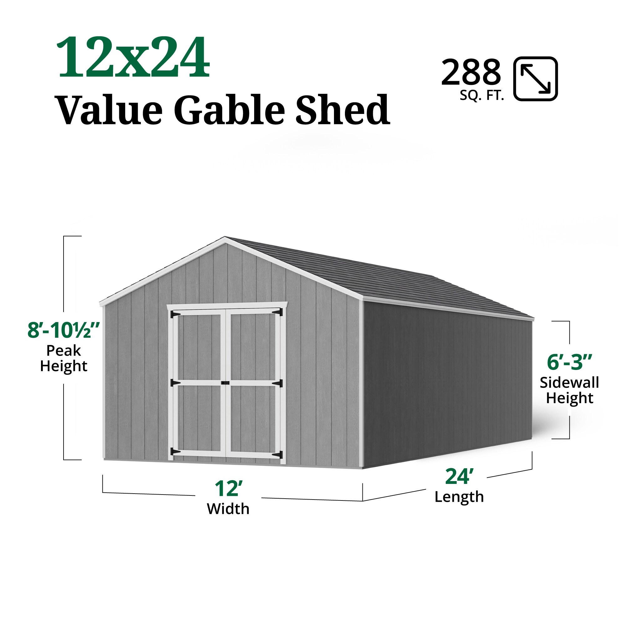 Little Cottage Co 12X24 VGS-PC-FK Wood-Storage-Buildings - View #3