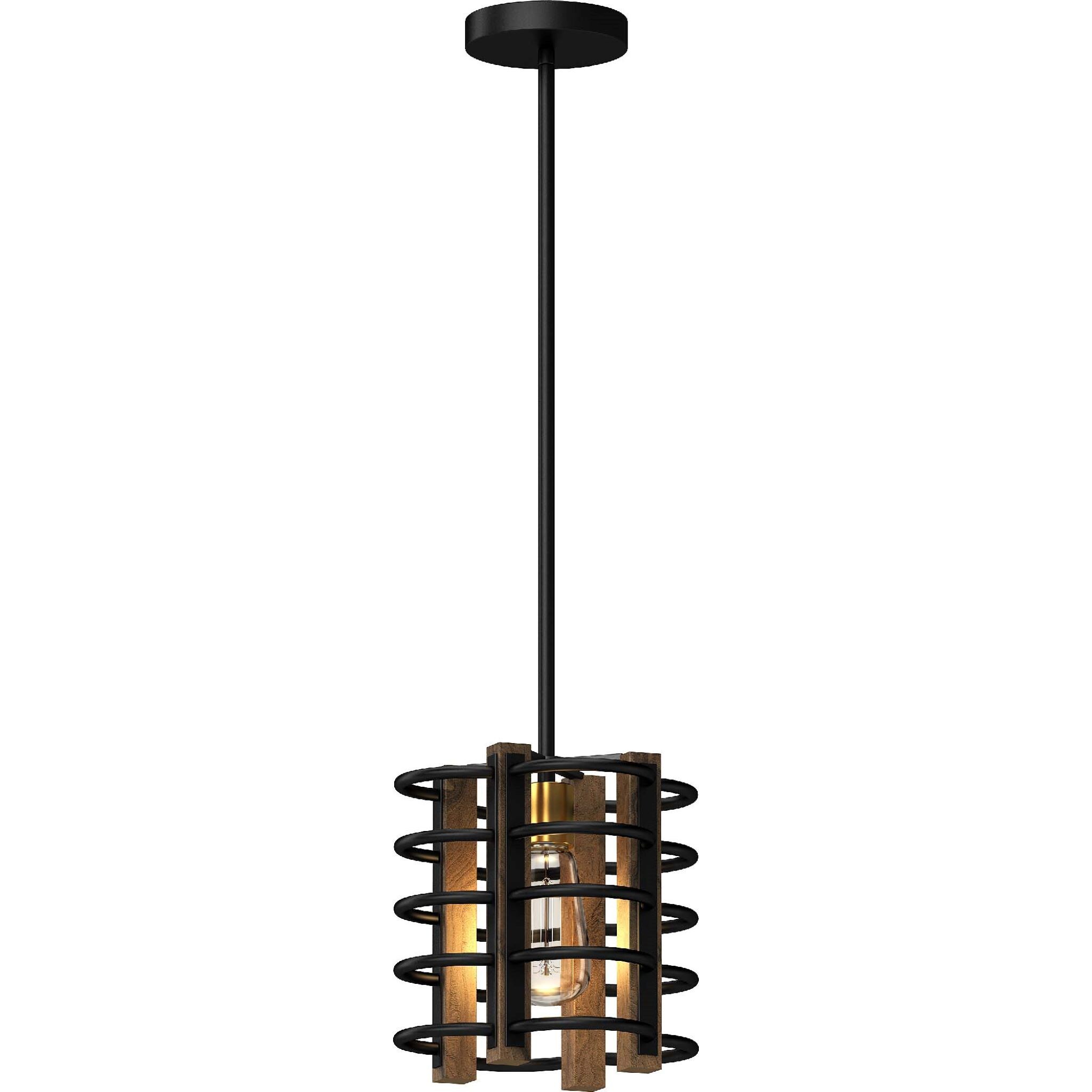 Volume Lighting V6011-10 1 -Light Bronze and walnut Modern/contemporary Geometric Mini Hanging Pendant light