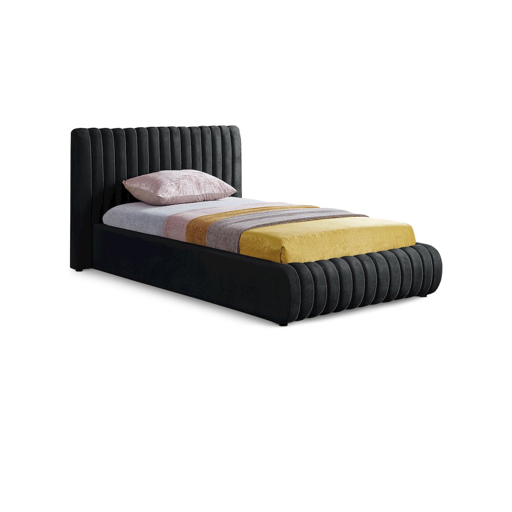 Meridian - Nico Black Velvet Twin Bed