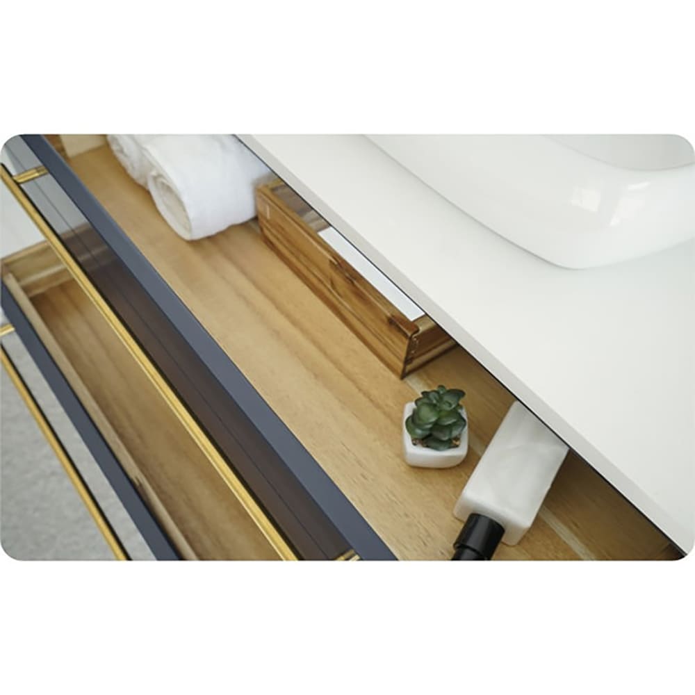 Lucera 30'' Espresso Solid Wood Wall-Mount Vanity with Quartz Top