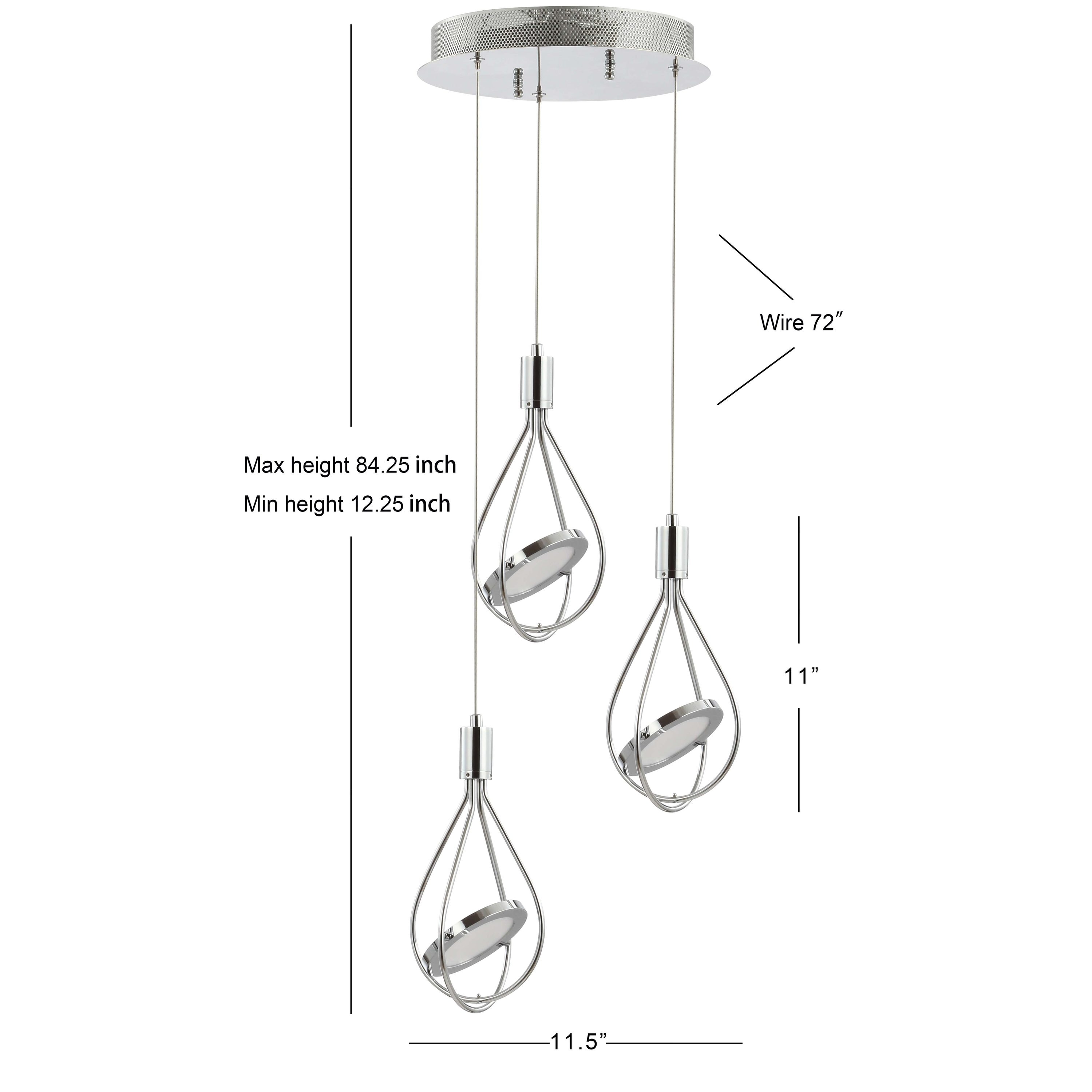 Orion 11.5" Chrome Polished Adjustable 3-Light LED Metal Pendant