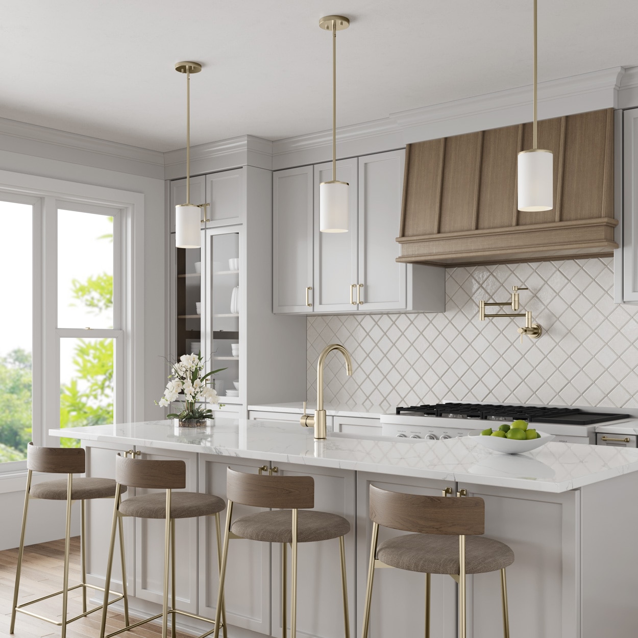 Millennium Lighting Verlana 1 -Light Modern Gold Transitional Etched glass Cylinder Small Hanging Pendant Light