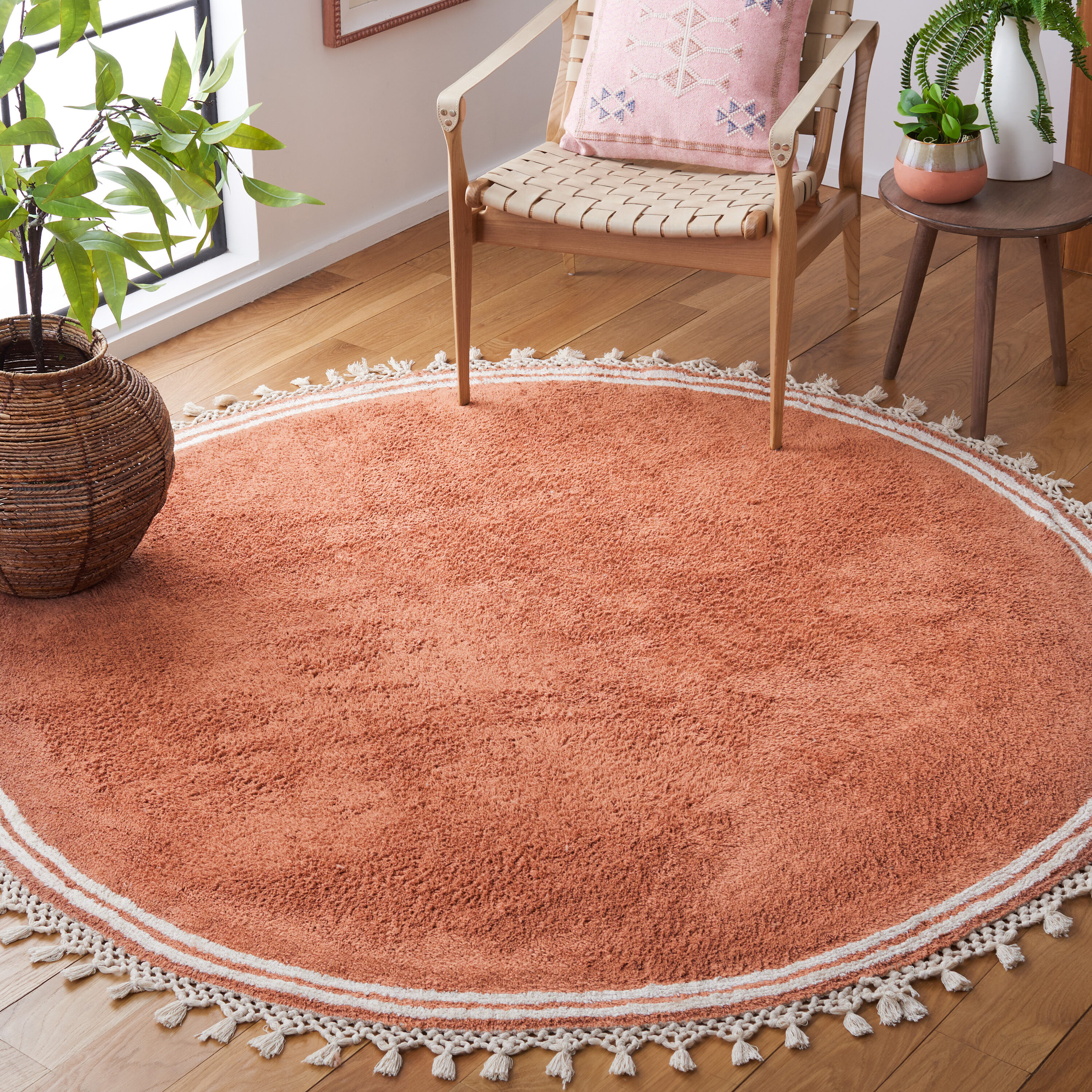 Easy Care 201P Rust Ivory With Tassel 5in x 5in Rug