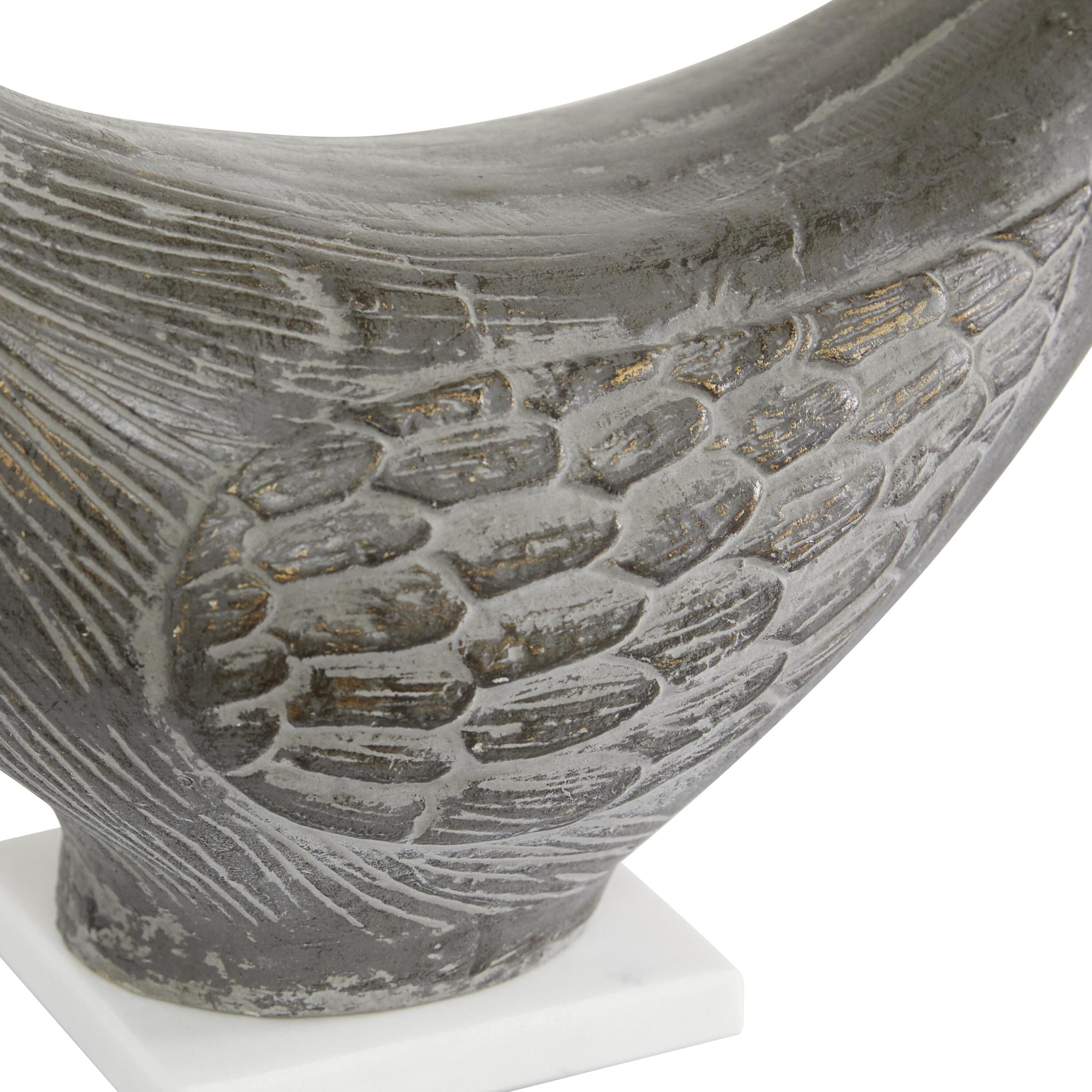 Brown Ceramic Coastal Bird Sculptures with Distressed Finish, Set of 2