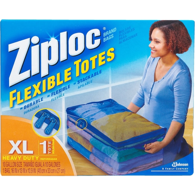 ZIPLOC Flexible Storage Tote Heavy Duty Clear Plastic Stack-able JUMBO 22  Gallon