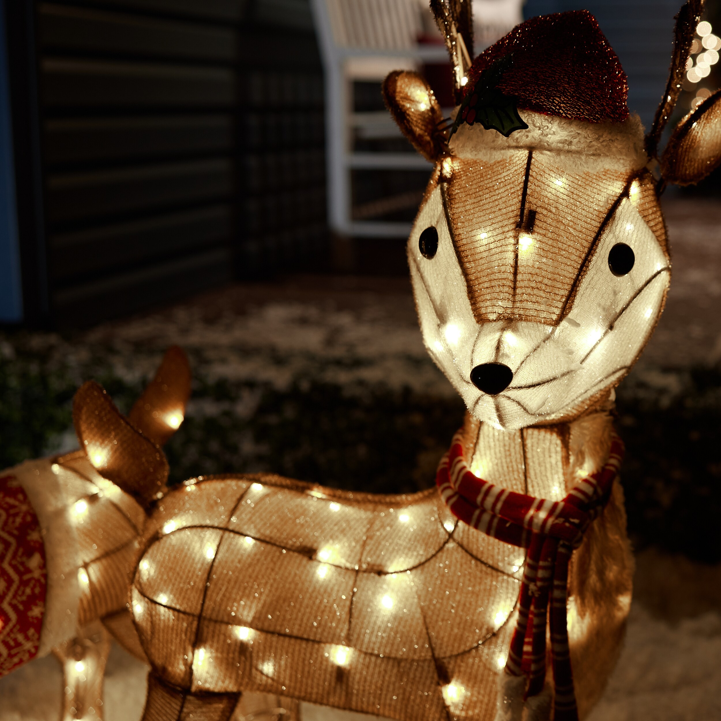 LuxenHome 55.12-in Reindeer Yard Decoration with White LED Lights in the  Outdoor Christmas Decorations department at