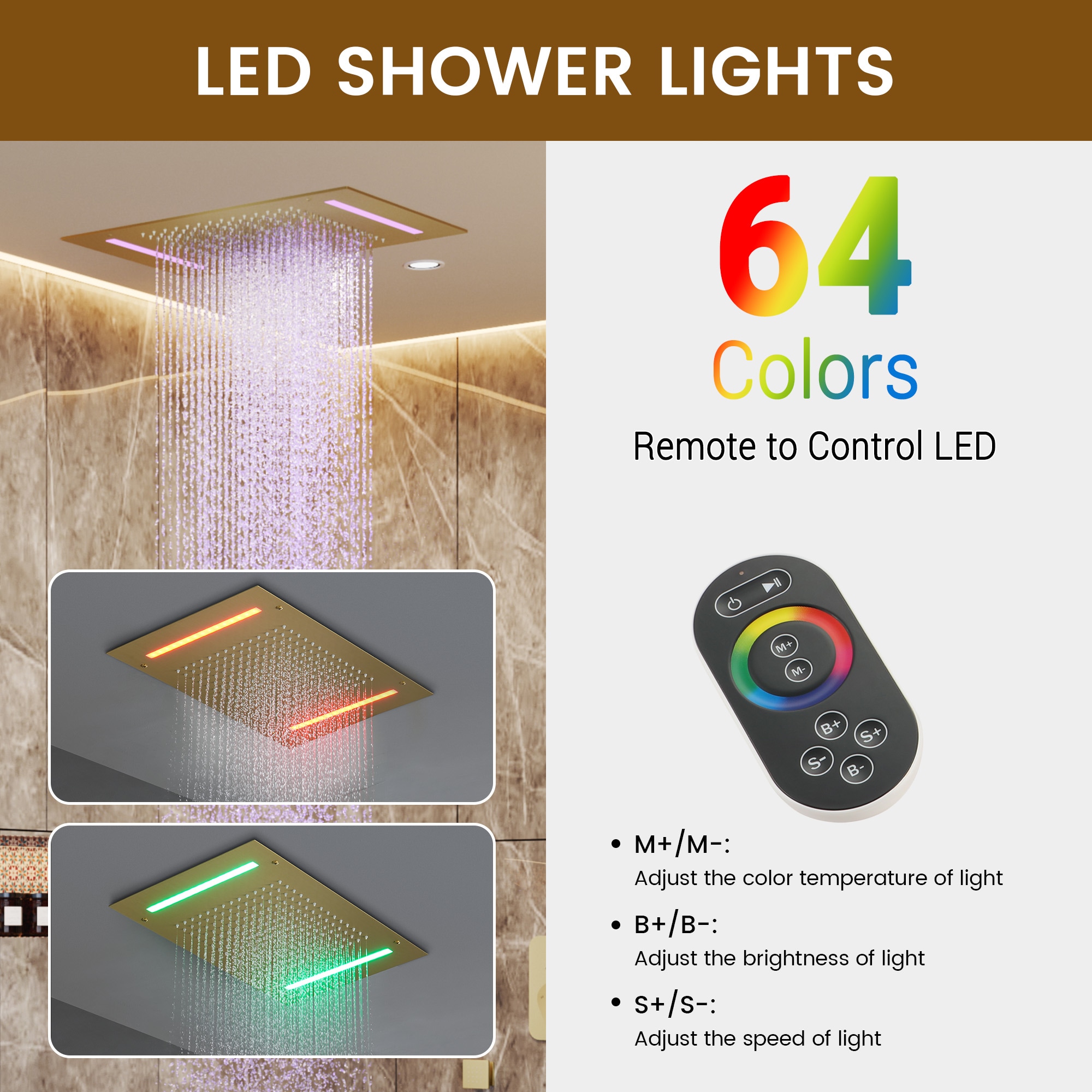 CASAINC CA-A4372-BG Showerhead-Bar-Panels - View #8