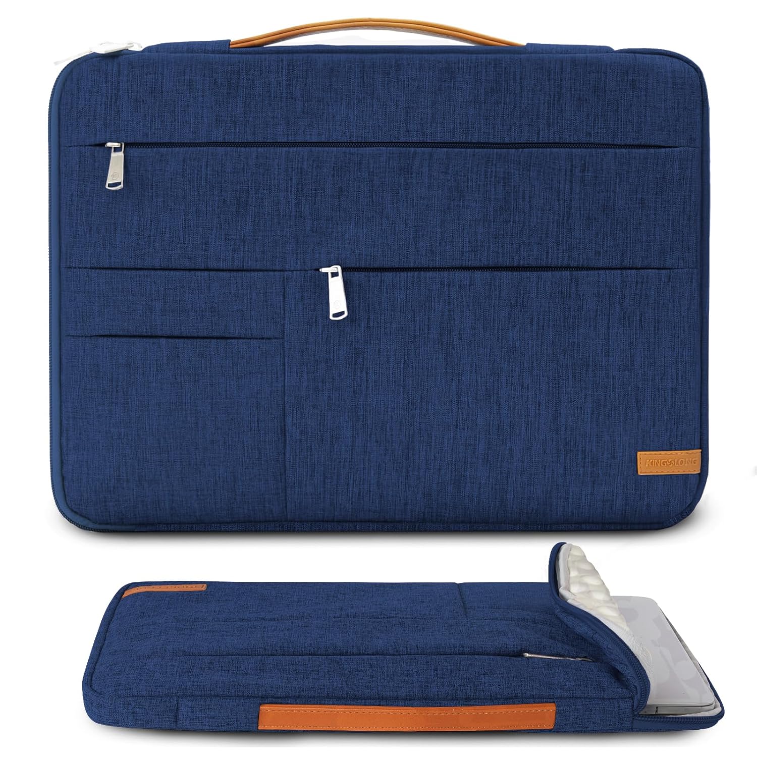 KINGSLONG 16 Inch Slim Laptop Sleeve with Multiple Pockets and Shockproof Lining Fits Most 16 Inch Laptops Including MacBook Dell HP Lenovo Asus