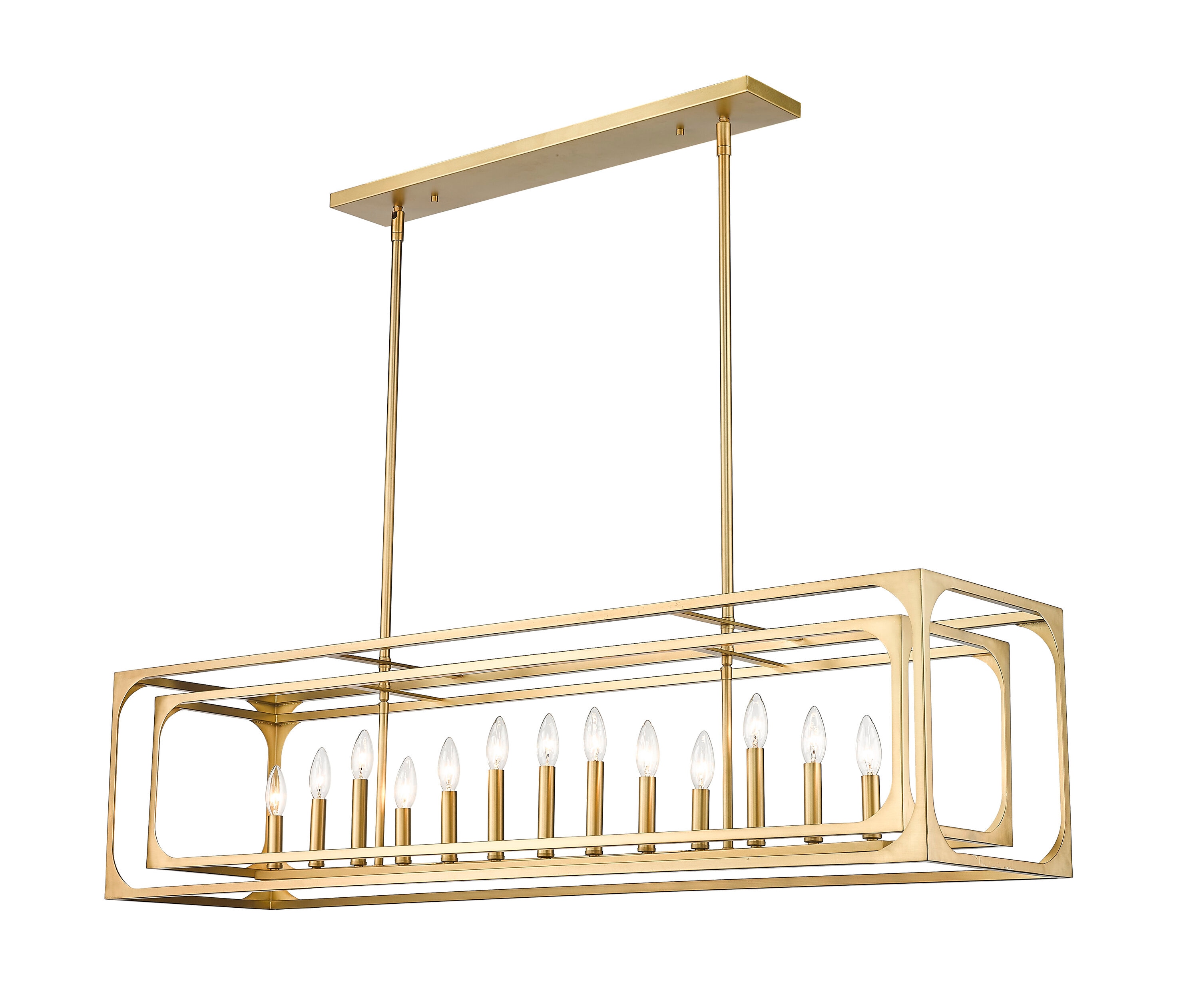 Easton Rubbed Brass 54" Linear Chandelier with Candelabra Bulbs