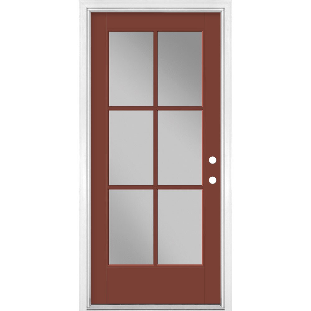 Masonite 1524275 36-in x 80-in x 4-9/16-in Fiberglass Full lite Right-hand inswing Fox Tail Painted Prehung Front Door with Brickmould Insulating core