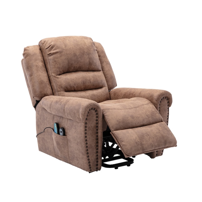 CASAINC Recliner chair Brown Polyester Powered Reclining Massage Chair ...
