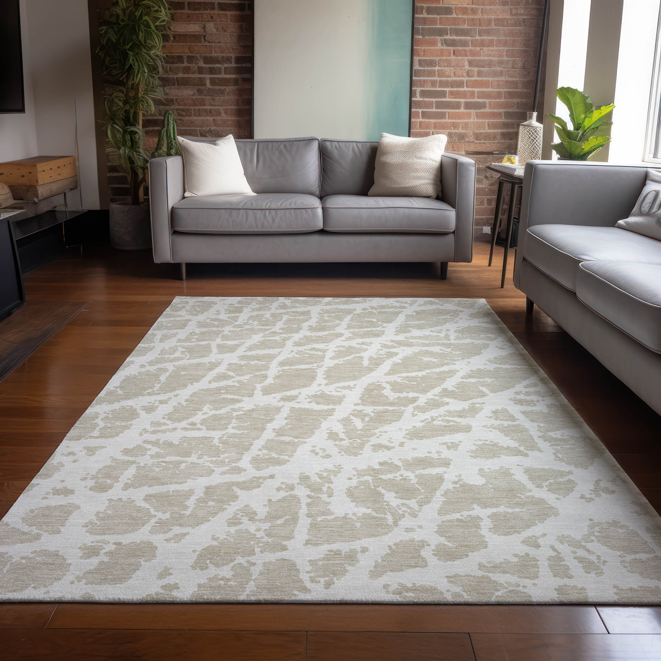 Addison Rugs ACN501BG8X10 Chantille ACN501BG 8 x 10 (ft) Polyester Beige Rectangular Indoor/Outdoor Abstract Machine washable Area rug