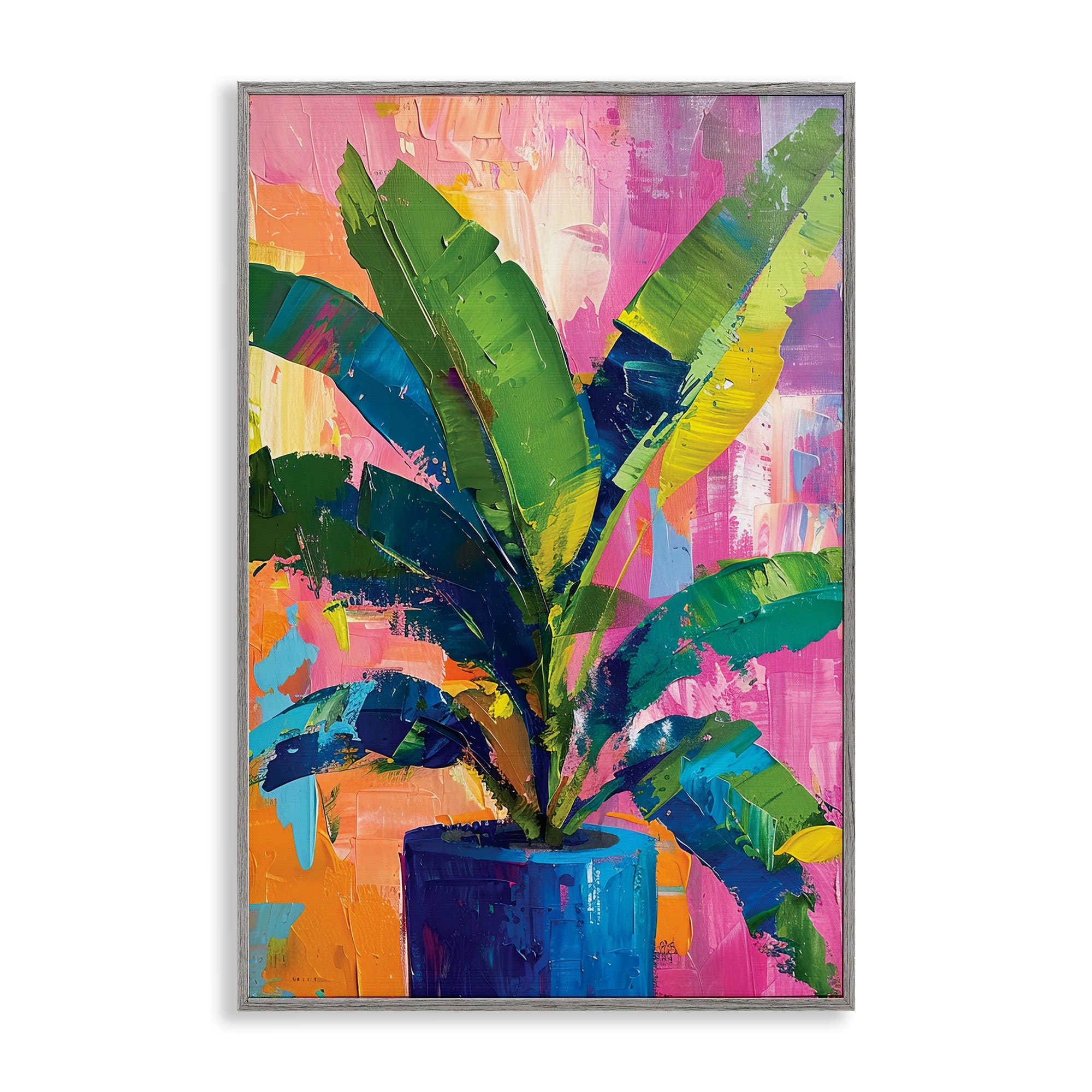 Stupell Industries BT-899-GFF-20X30 Modern Bright House Plant Gray Framed Giclee Art By LSR Design Studio 20 x 30