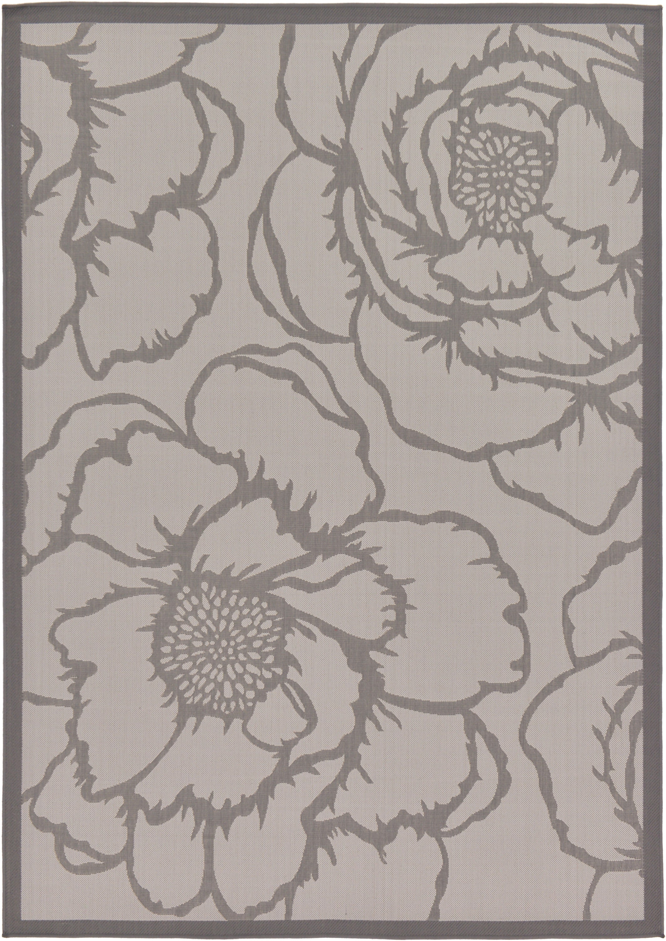Modern Gray Abstract Outdoor Rug 7'1" x 10' Rectangular Synthetic Easy Care