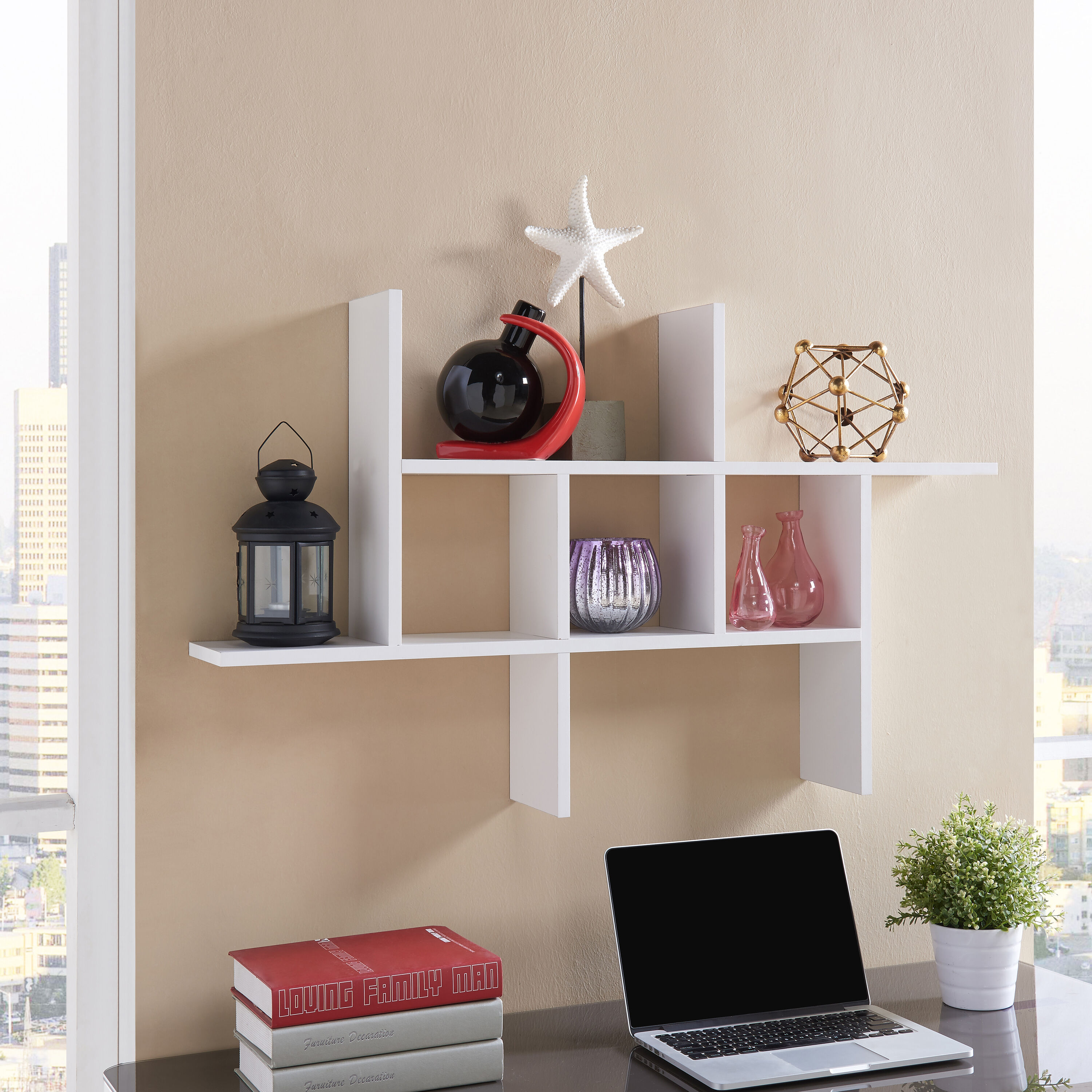 29 X 16 2-tier Ledge Wall Shelf Organizer With Five Hanging Hooks White -  Danya B. : Target