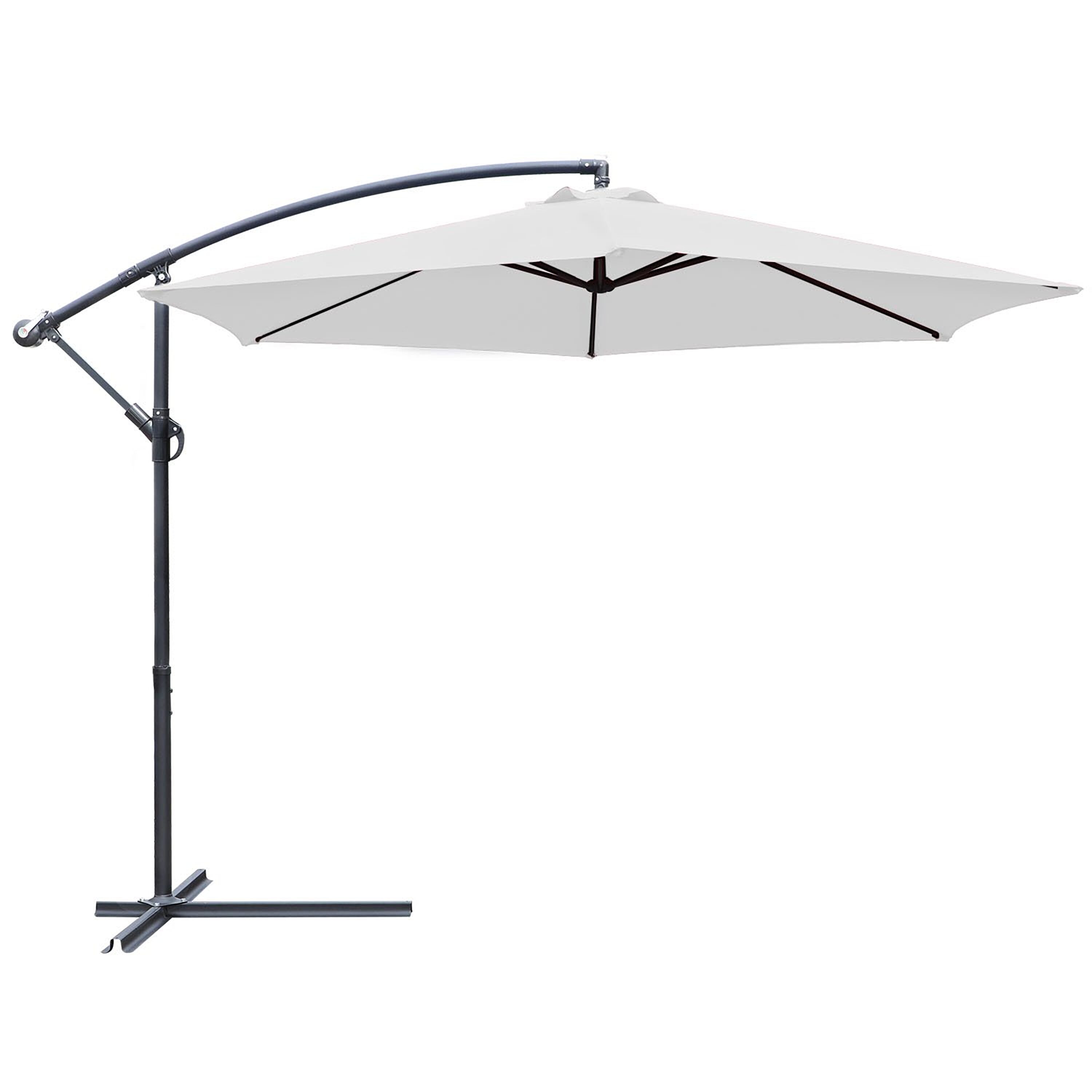 Vineego LS-BUB9332 9.5-Feet Steel White Garden Patio Umbrella with Base