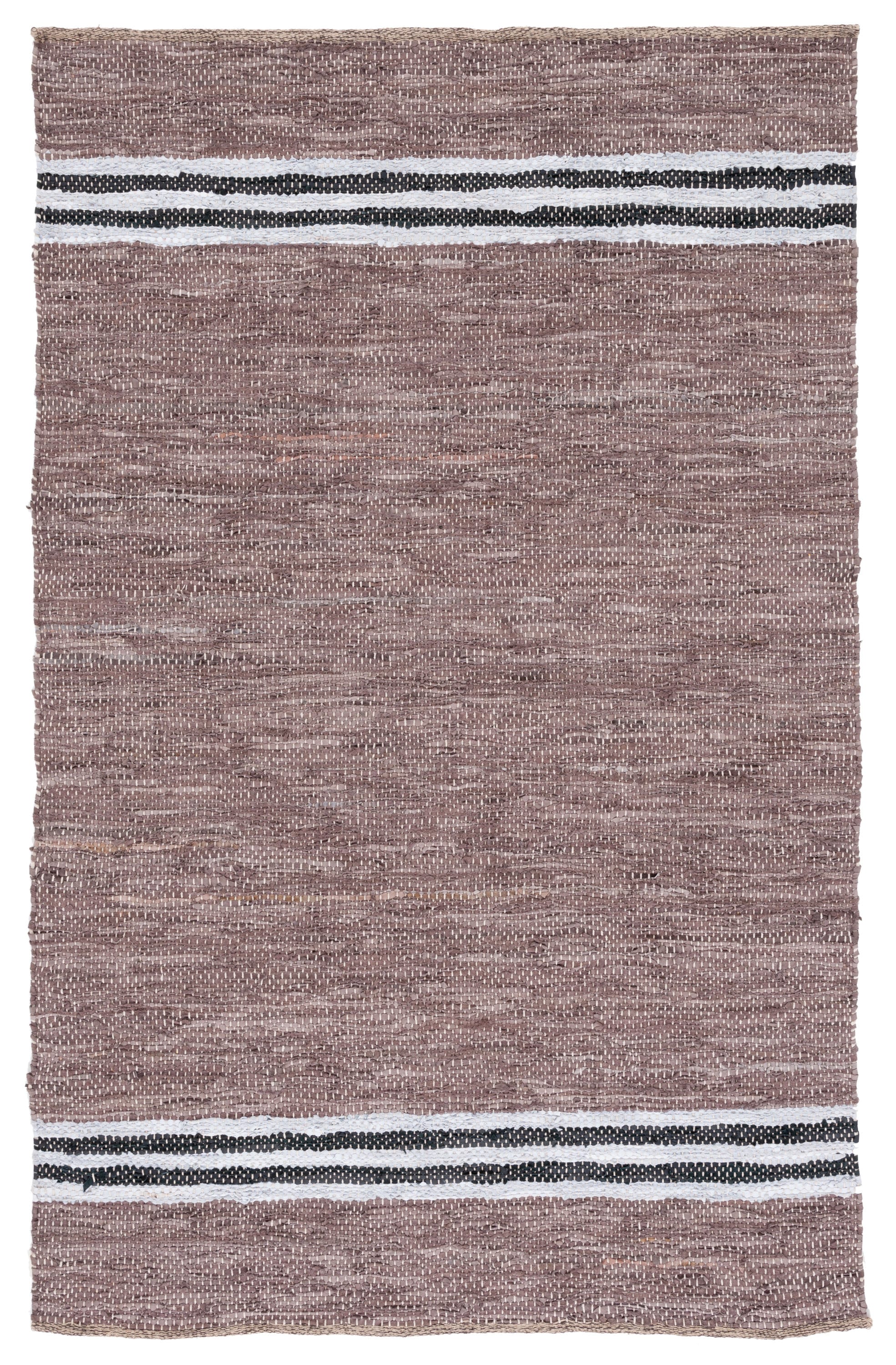 Safavieh VTL400F-8 Vintage Leather Baham 8 x 10 (ft) Leather Gray/Ivory Rectangular Indoor Stripe Bohemian/Eclectic Area rug