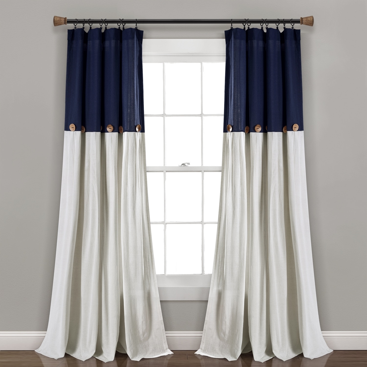 Lush Decor 16T004039 84-Inches Navy Rod pocket Single curtain panel