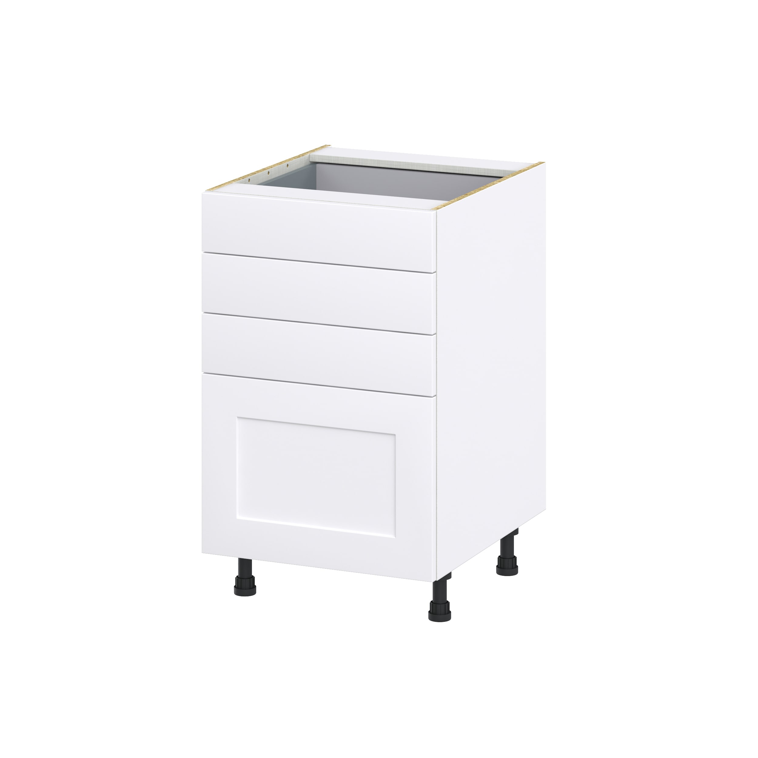 Hugo&Borg DSB4D21-JO Jolie 21-in W x 34.5-in H x 24-in D Warm White 4 -Drawers Drawer Base Fully assembled Cabinet (Recessed Panel Shaker)