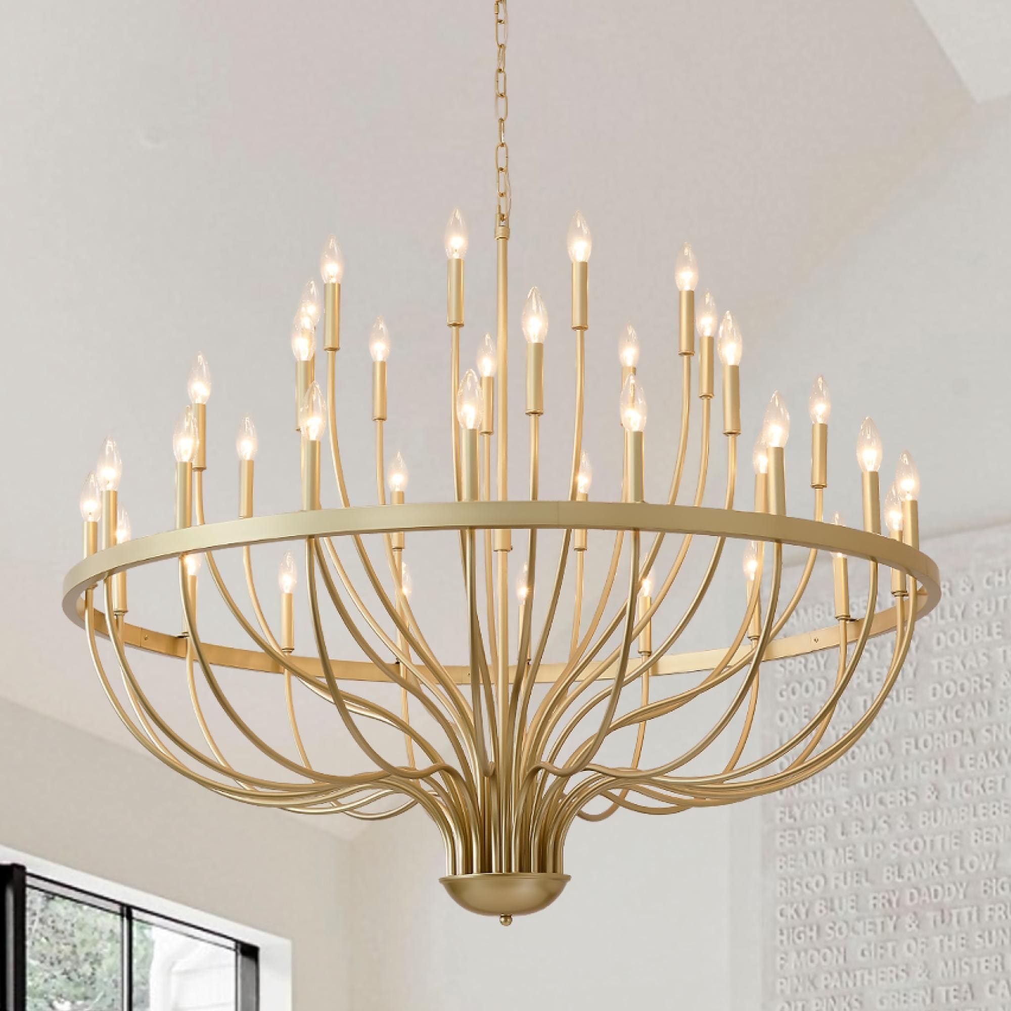 Bayfeve 36-Light 47 Inch Gold Candle Chandelier (Bulbs Not Included)