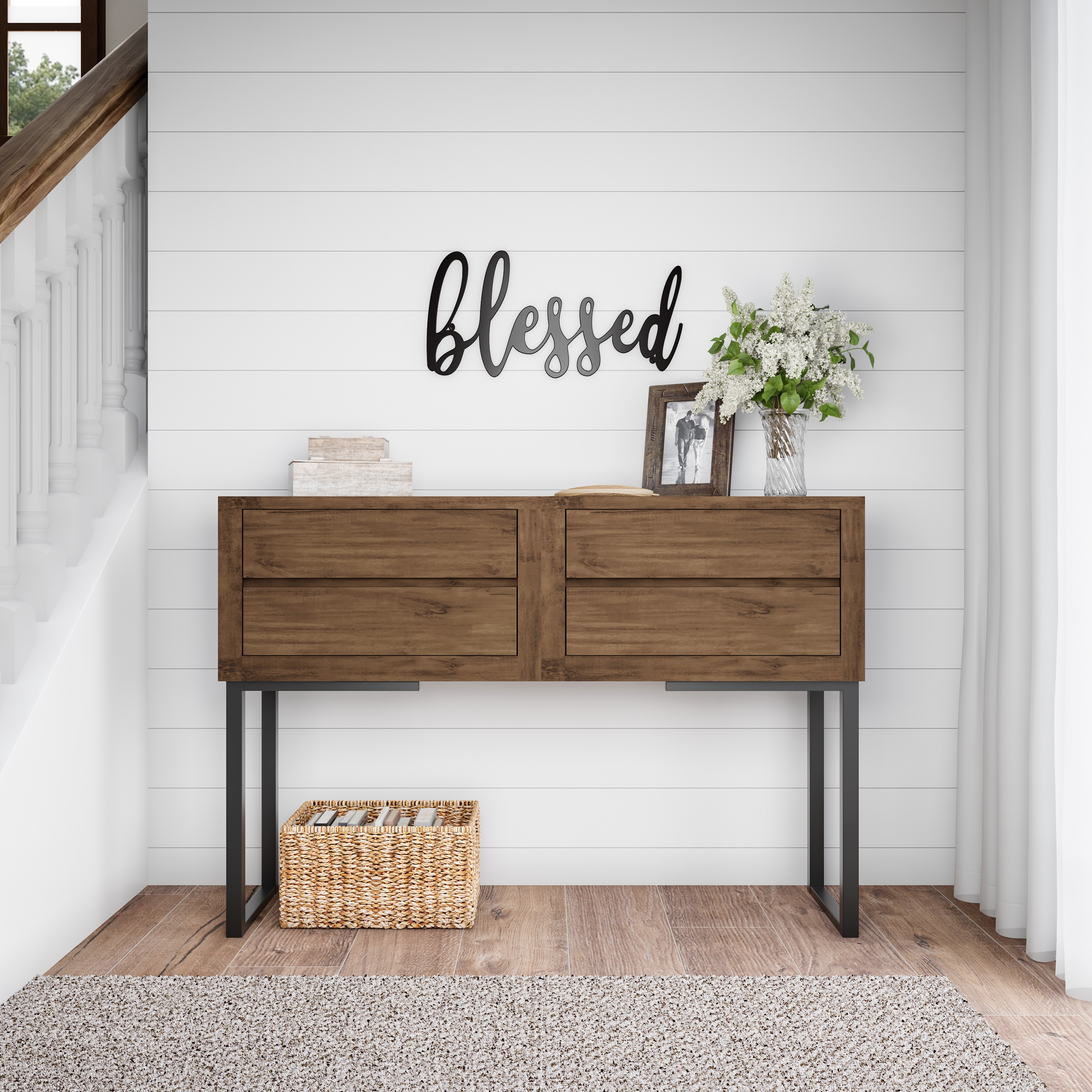 Hastings Home Wall Accents 0.1-Inches W x 10-Inches H Metal Blessed Wall Phrases Wall accent