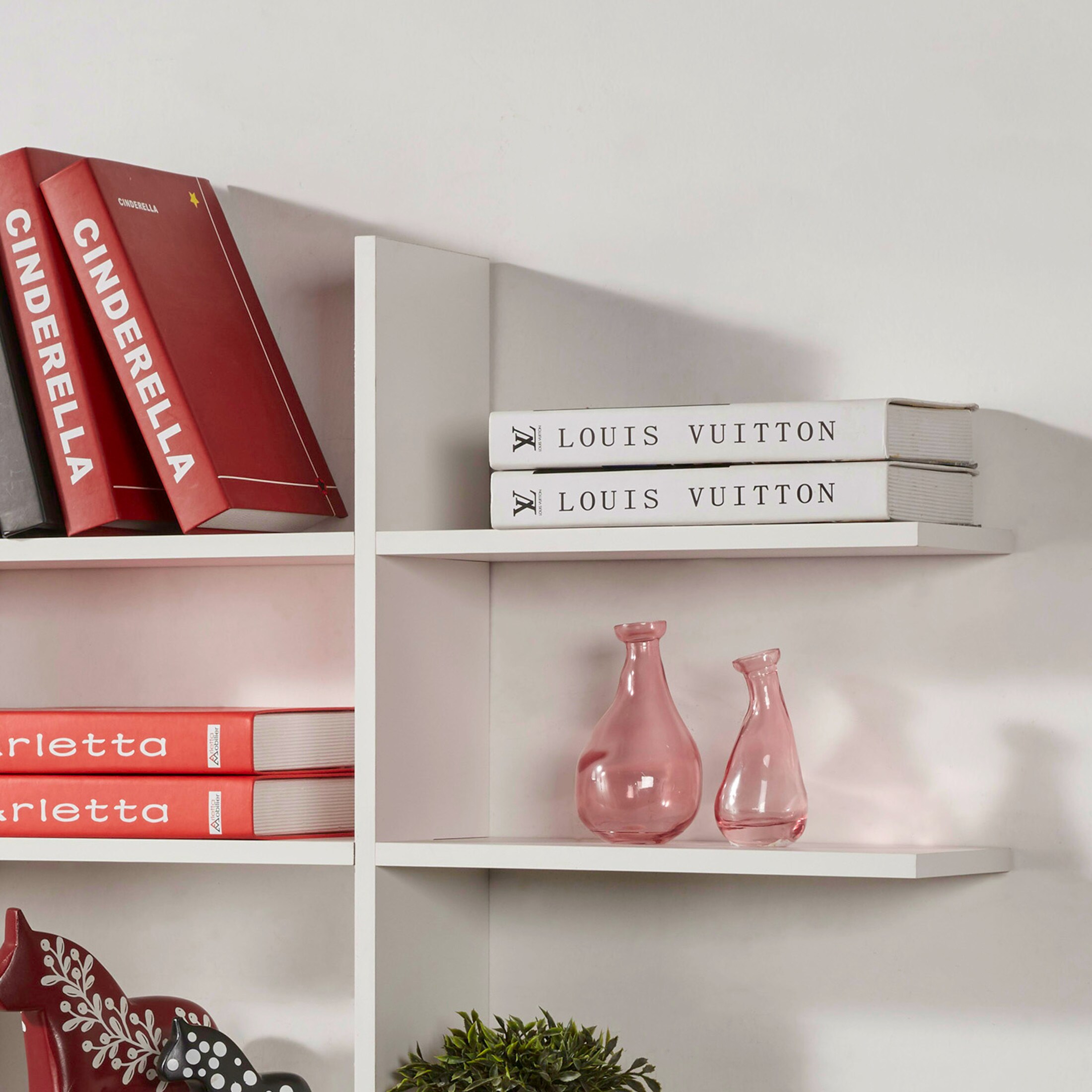 White Asymmetric Five Level Floating Wall Shelf