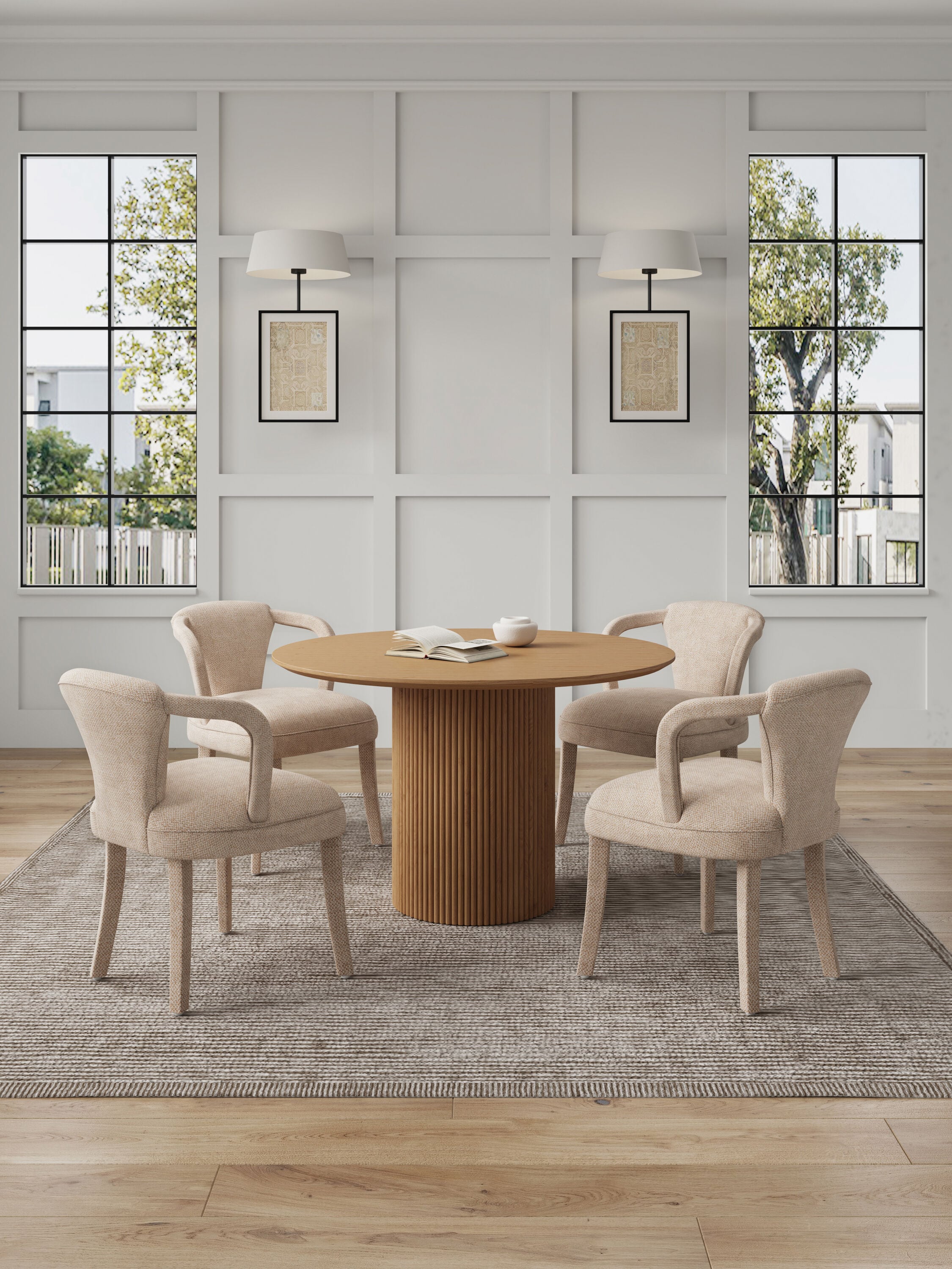 Manhattan Comfort 4-DT03DC088AR-NAGD Natural and Gold Contemporary/Modern Dining Room Set with Round Table ( Seats 4 )