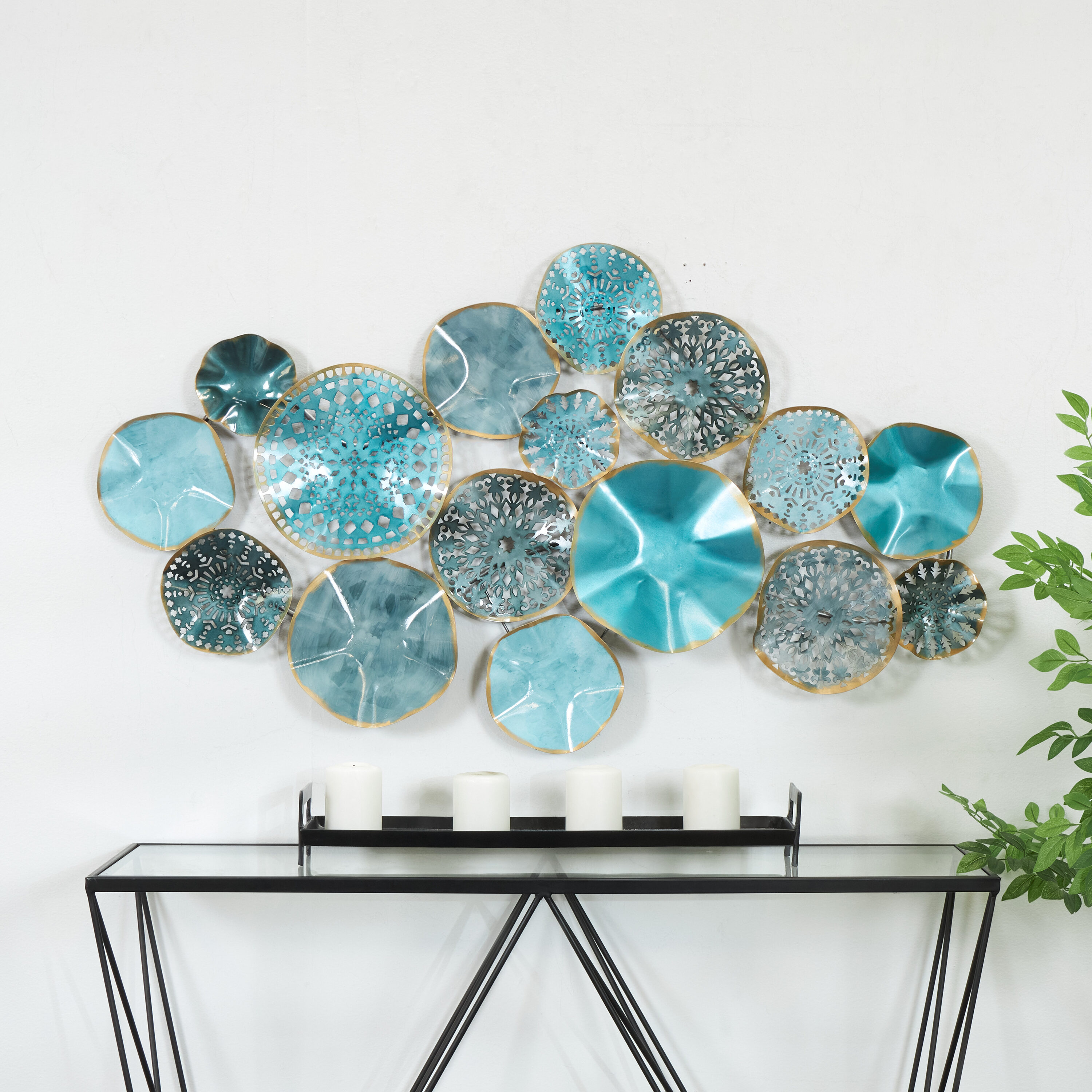 Grayson Lane 23488 50-Inches W x 25-Inches H Metal Plate 3D Overlapping Discs Abstract Wall sculpture