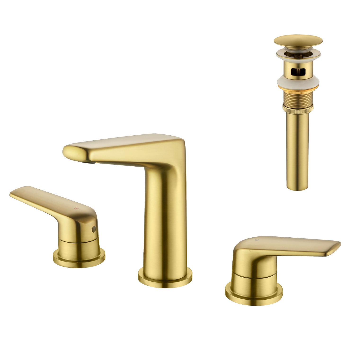 Vanityfus 2 Handle Faucet Bathroom Sink Faucet with Drain and Supply Lines-Brushed Gold
