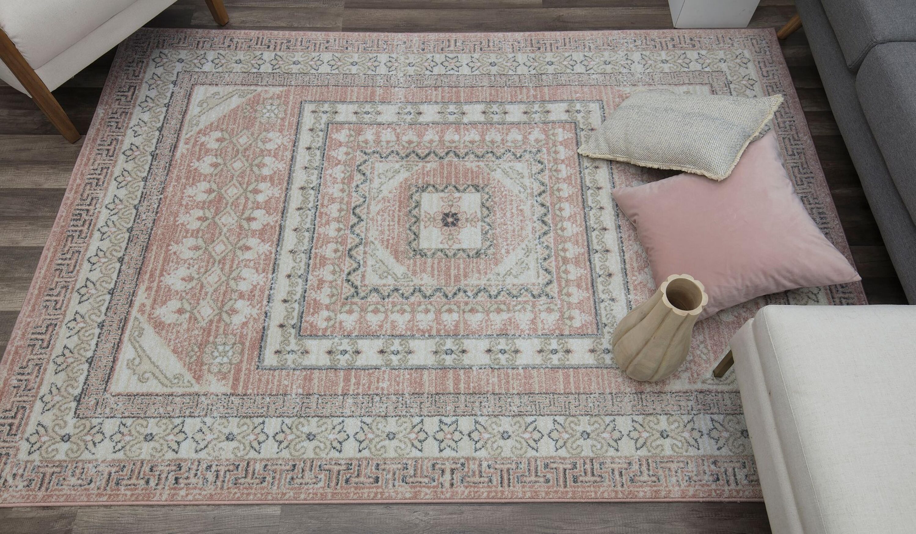 Rugs America 28263 Hailey 8 x 10 (ft) Loomed Polypropylene Carnation Rectangular Indoor Medallion Vintage Area rug