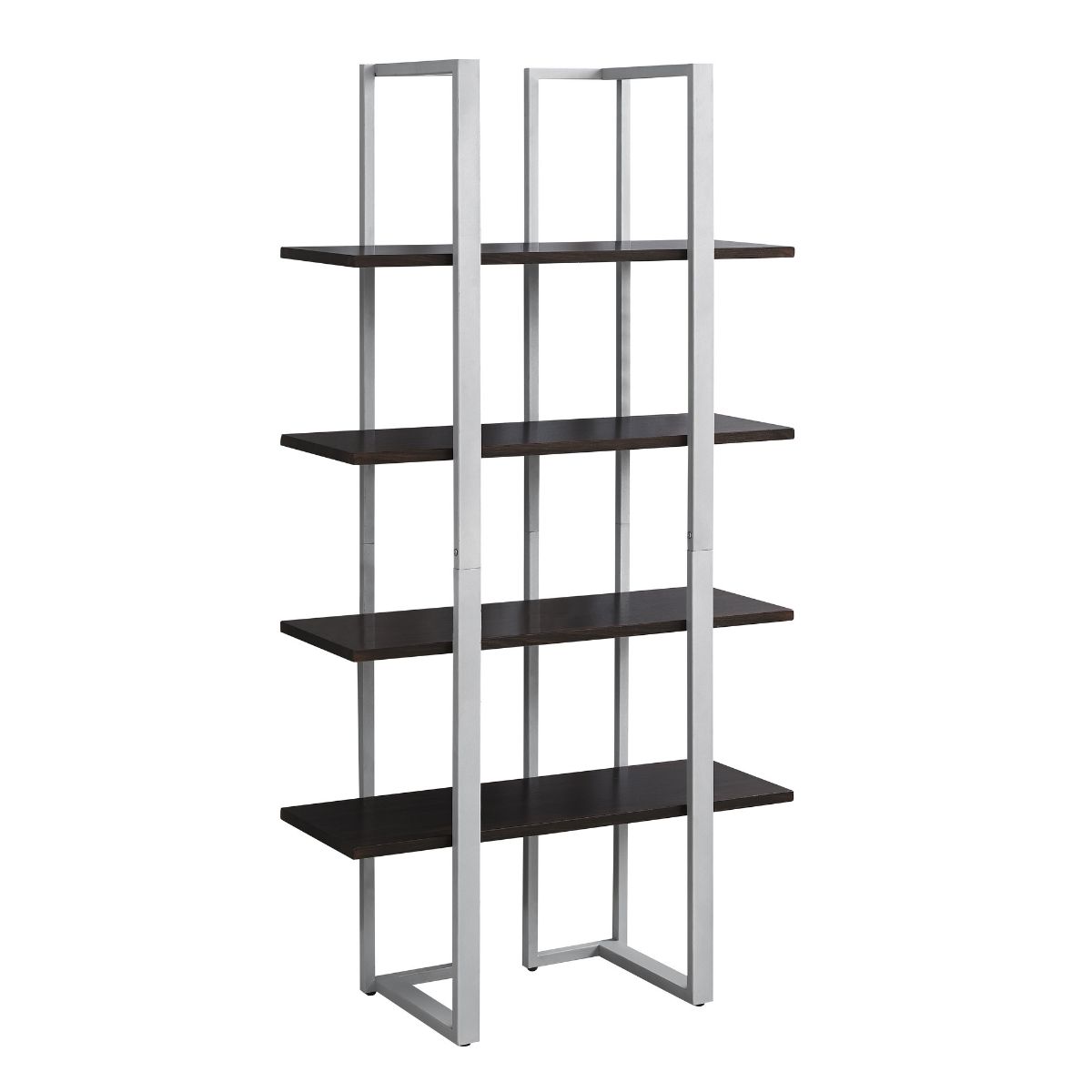 HomeRoots 333434 Jasmine Cappuccino Metal 4-Shelf Bookcase (12.5-in W x 60-in H x 32-in D)