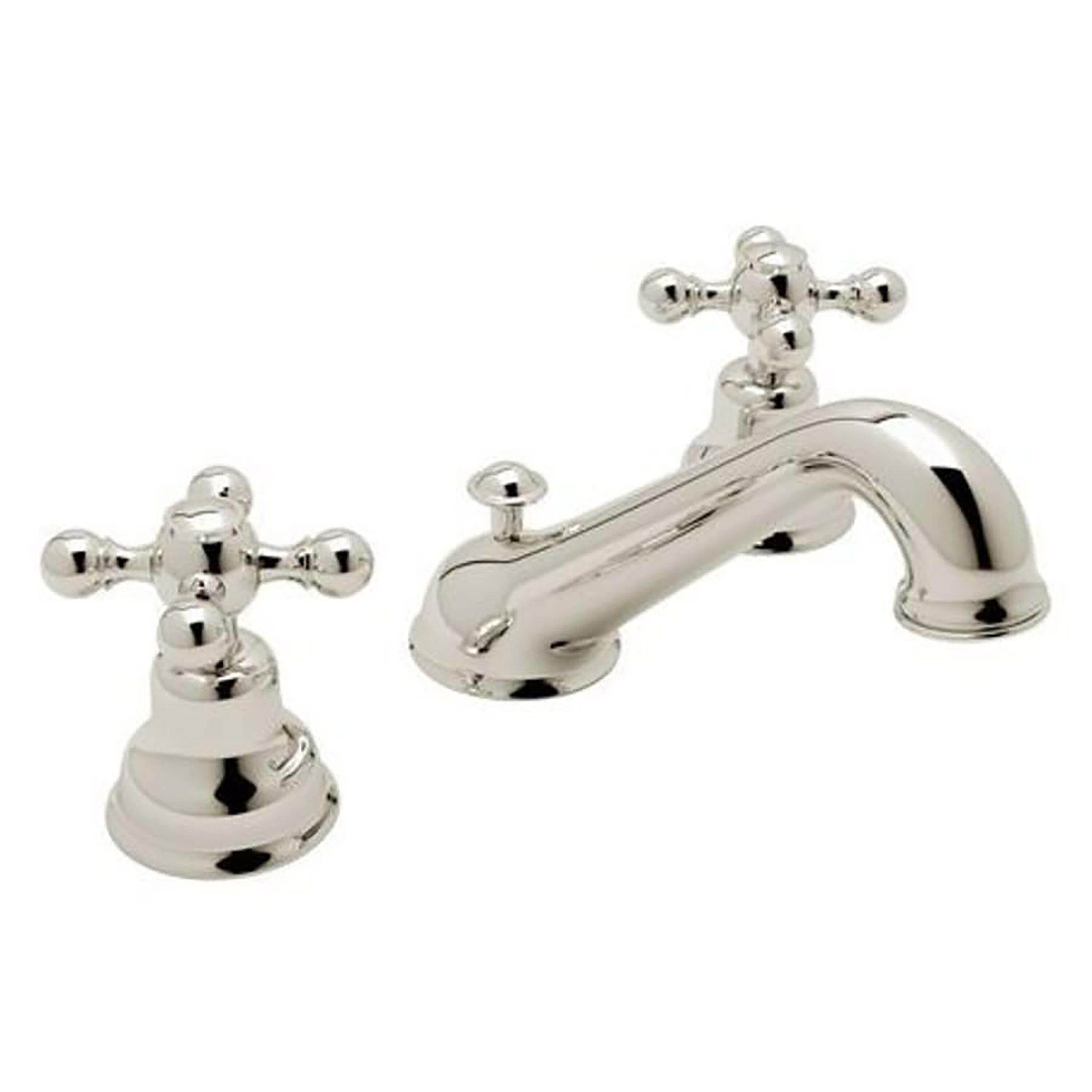 Rohl AC102X-PN-2 Polished Nickel Widespread 2-handle Low-arc Residential Handle Bathroom Sink Faucet with Drain