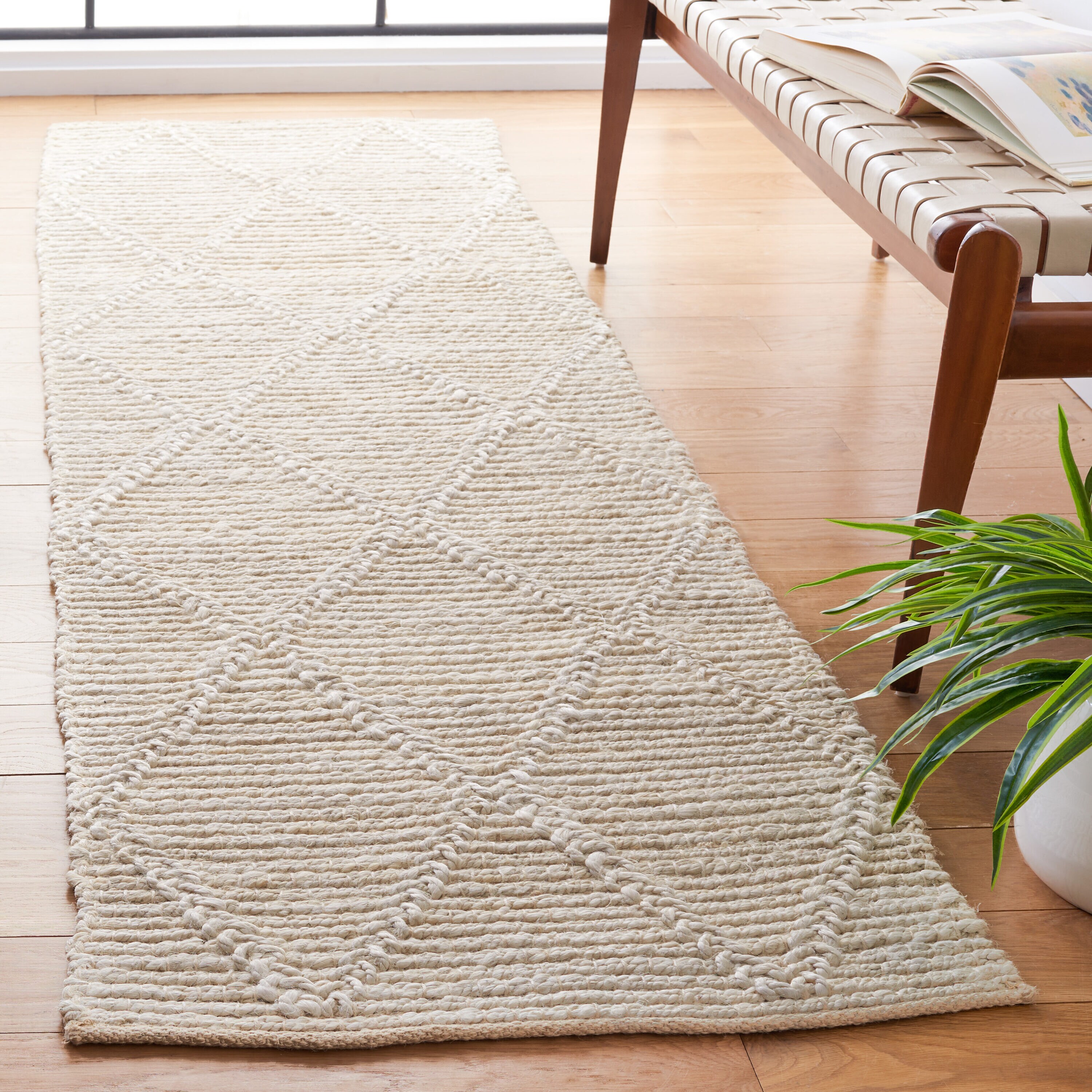  Natural Fiber 228 Natural Contemporary 2ft-3in x 8ft Runner Rug